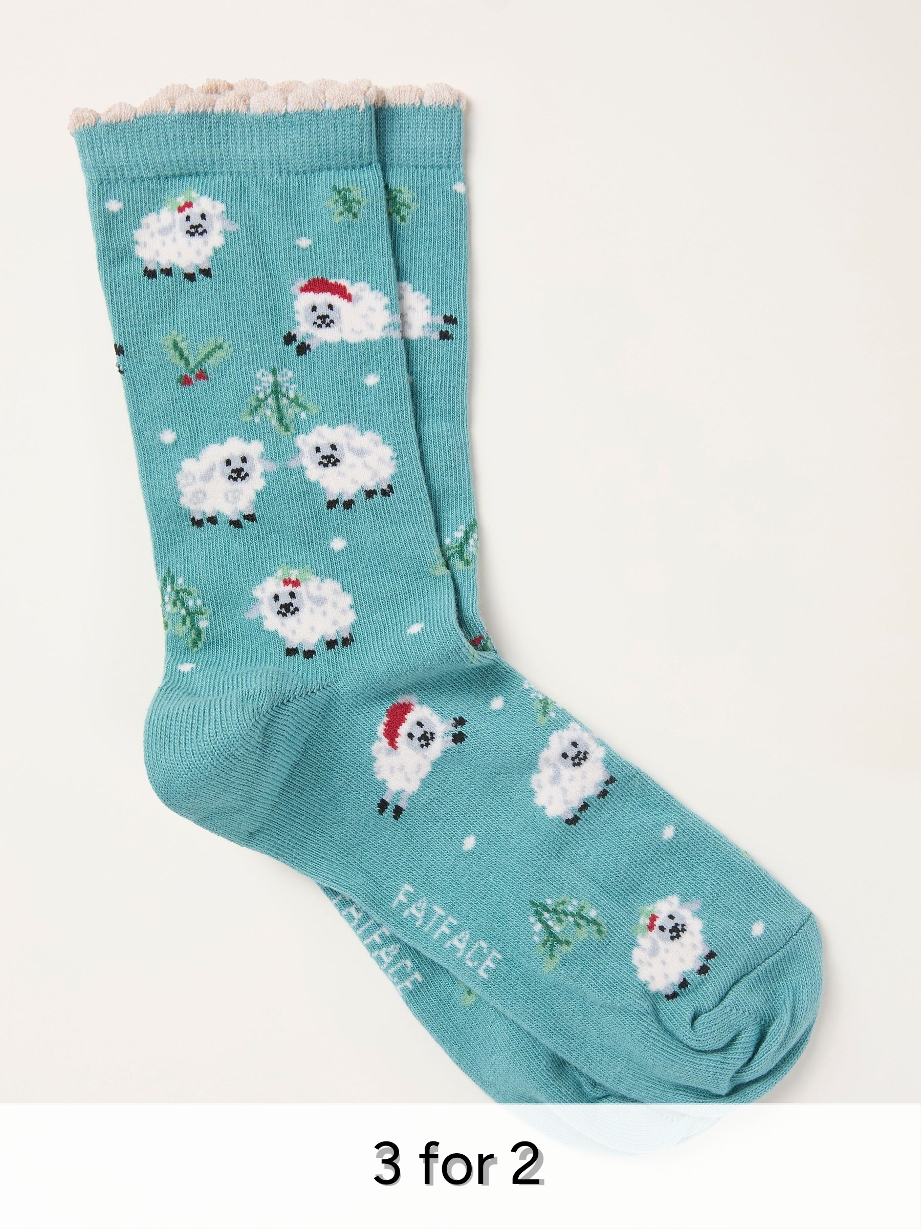Green Haze Christmas Sheep Socks (H21470) | £7.50