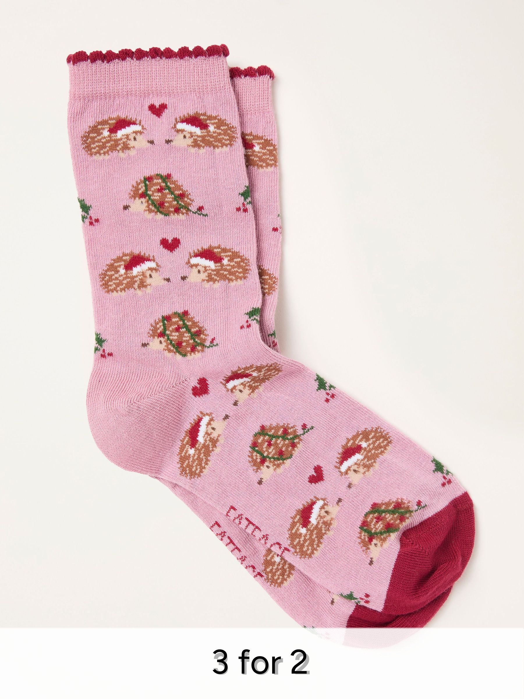 Pink Christmas Hedgehog Socks (H21473) | £7.50