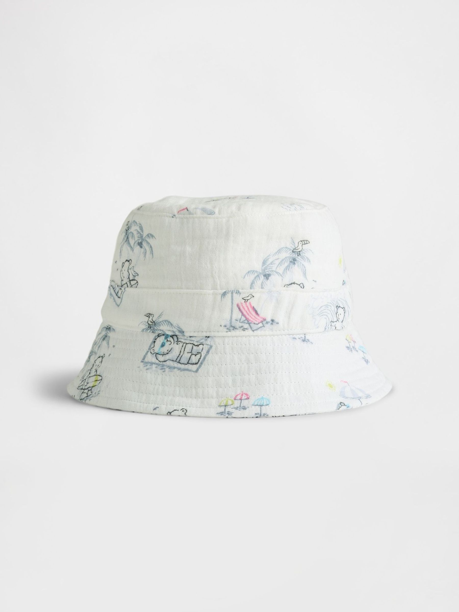 White Crinkle Gauze Bucket Hat (H21898) | £14