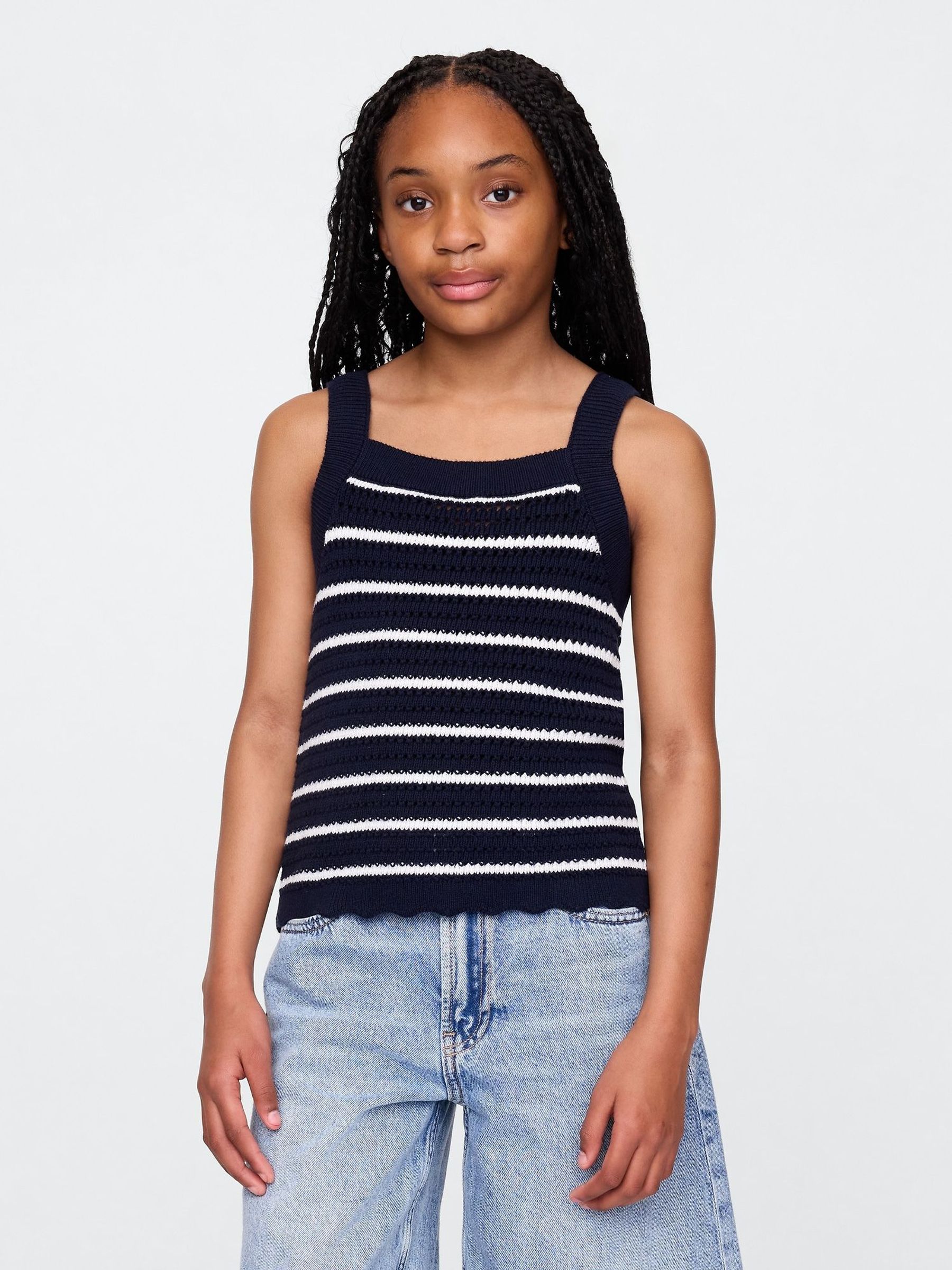 Black Crochet Vest (4-13yrs) (H22592) | £16