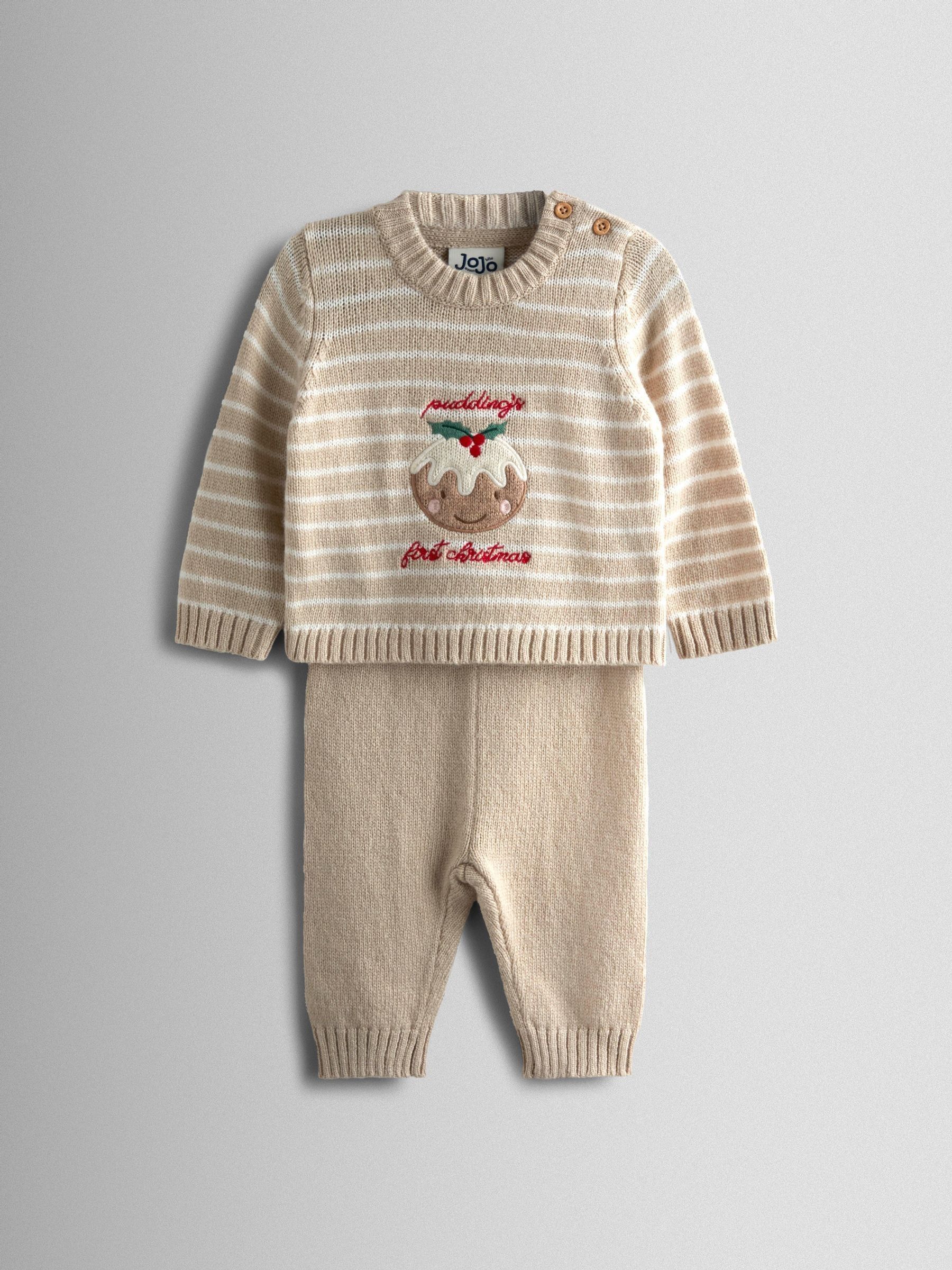 Grey My First Christmas Pudding Knitted Set (H22600) | £32
