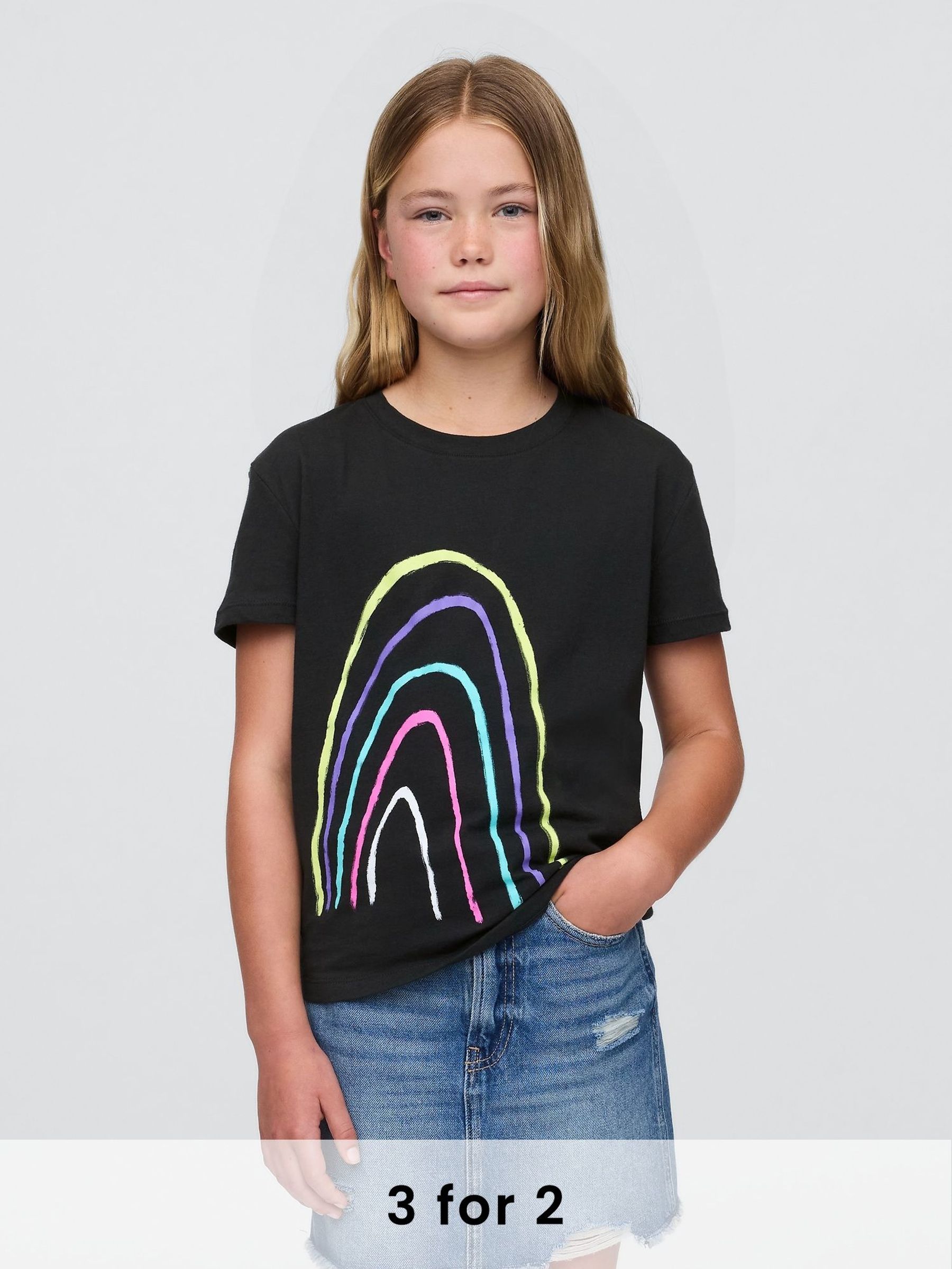Black Rainbow Relaxed Graphic Short Sleeve T-Shirt (4-13yrs) (H22609) | £10