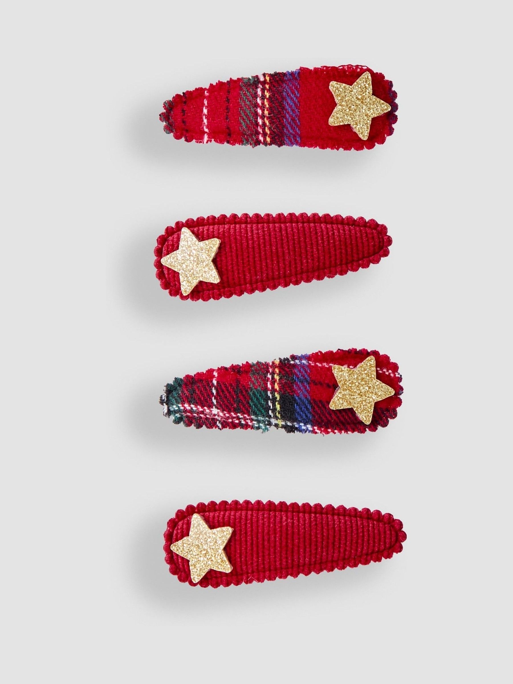 Red 4-Pack Festive Embroidered Clips (H22635) | £8.50
