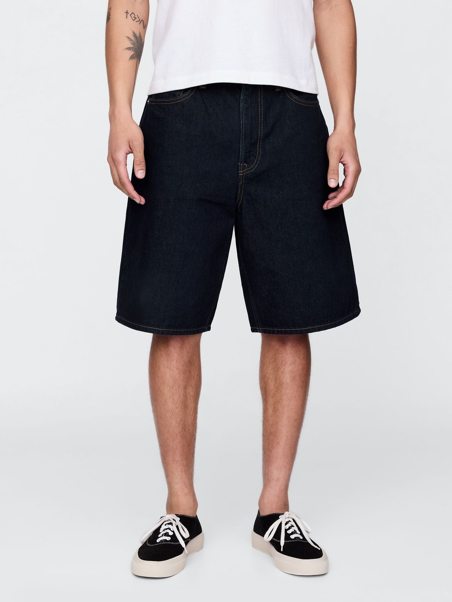 Dark Wash Blue 10.5" Baggy Denim Shorts (H22713) | £45