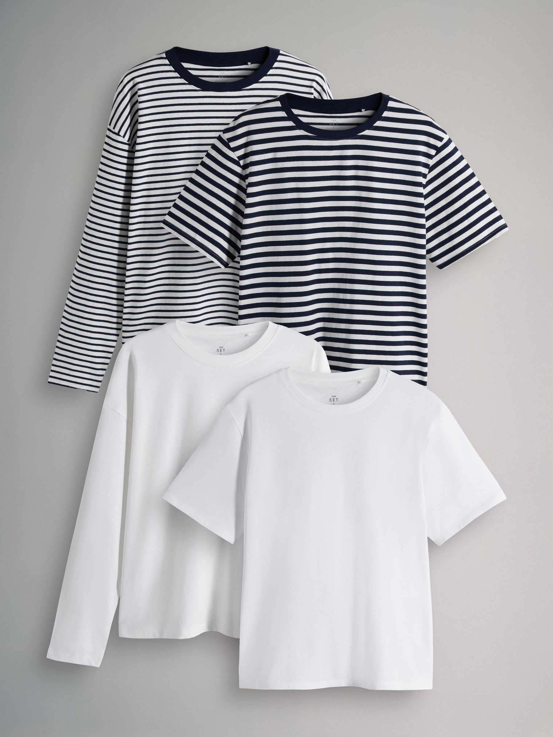 4 Pack Long Sleeve Relaxed and Short Sleeve Relaxed T-Shirts (H23378) | £22