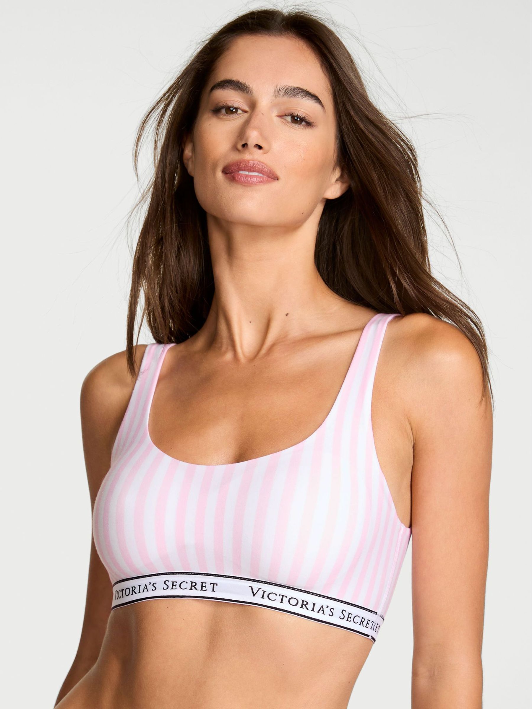 Pretty Blossom Pink Stripe Cotton Scoop Bralette (H23545) | £25