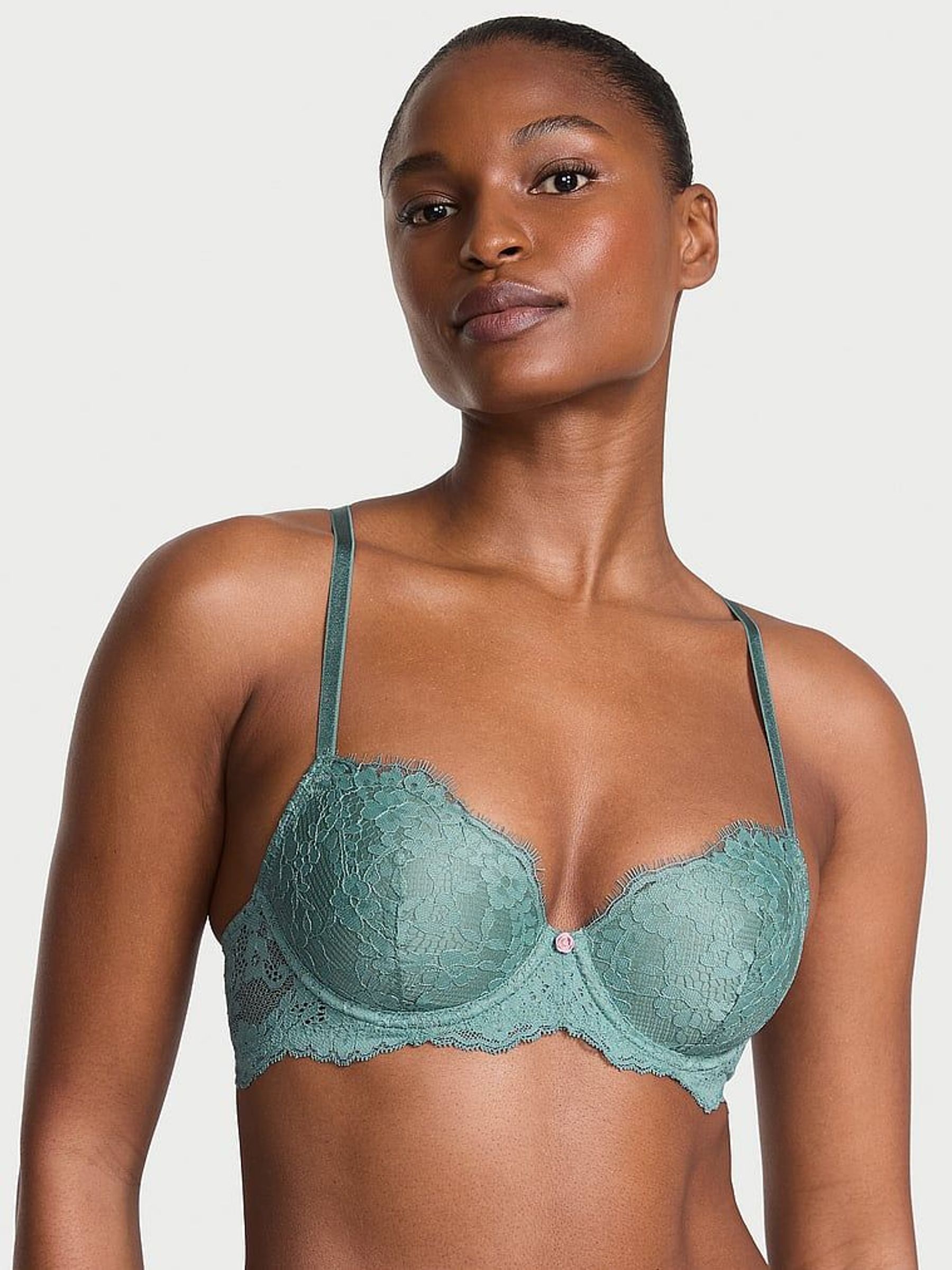 Arctic Green Lightly Lined Demi Lace Bra (H23546) | £49