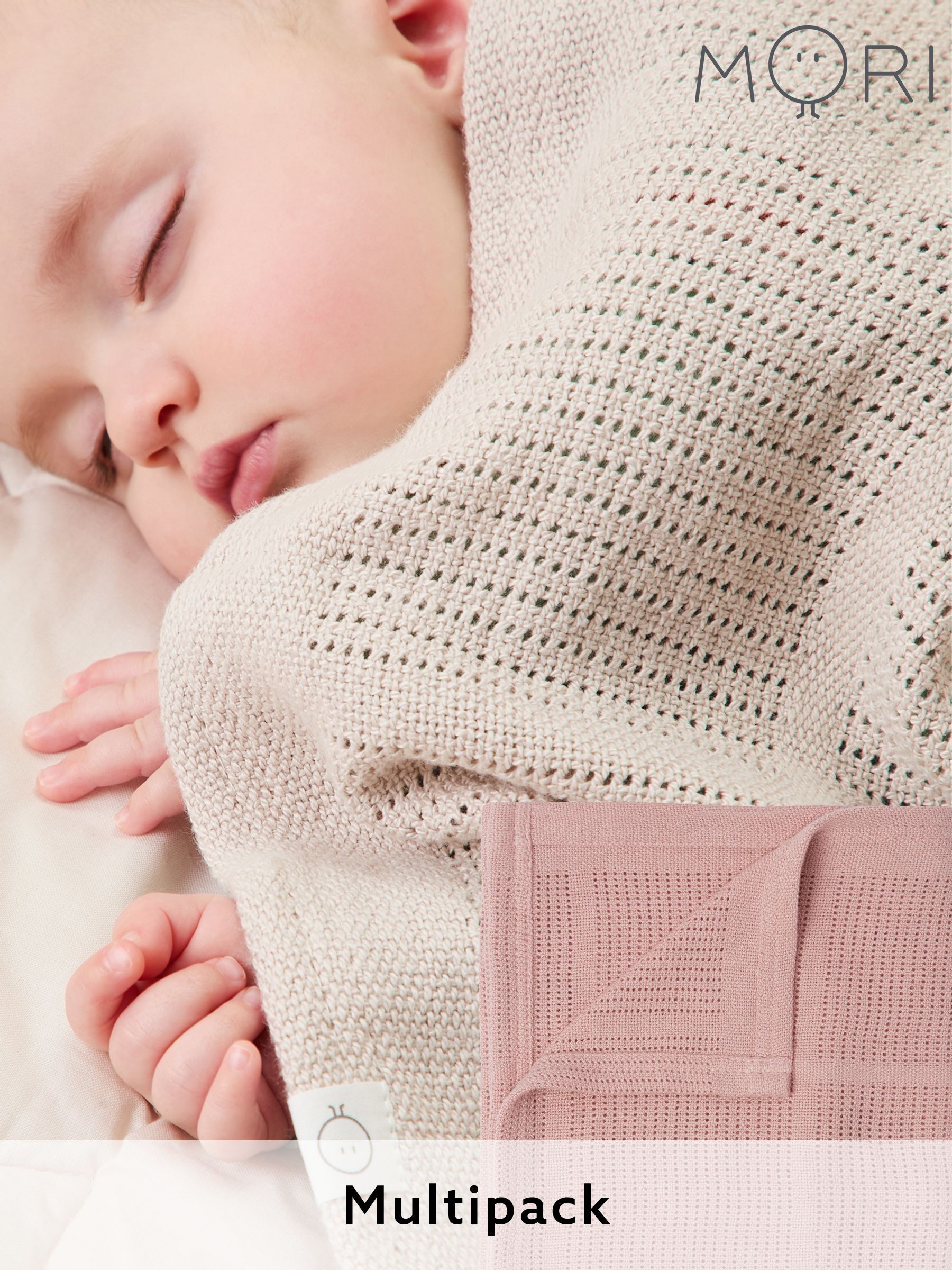 MORI Pink/Neutral Supersoft Cellular Blankets 2 Pack (H24728) | £34.50