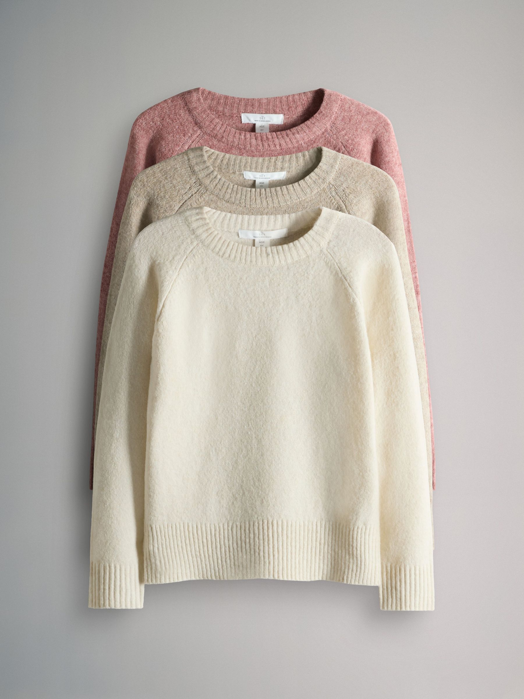 3 Pack Crew Neck Knitted Jumpers (H25187) | £25 - £30