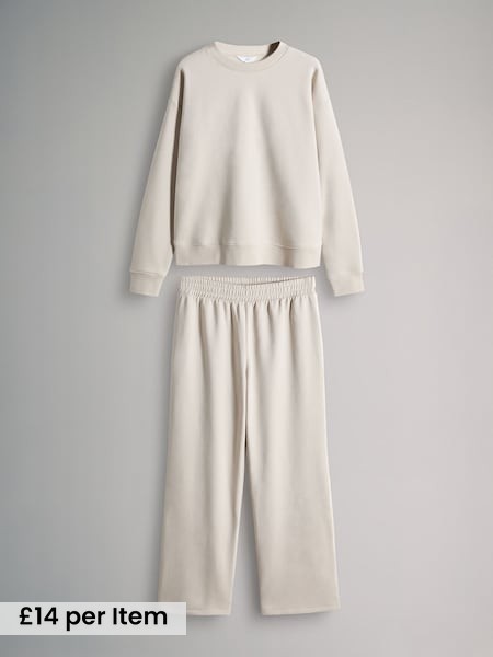 Stone - Crew Neck Sweatshirt and Wide Leg Joggers Set (H25434) | £28