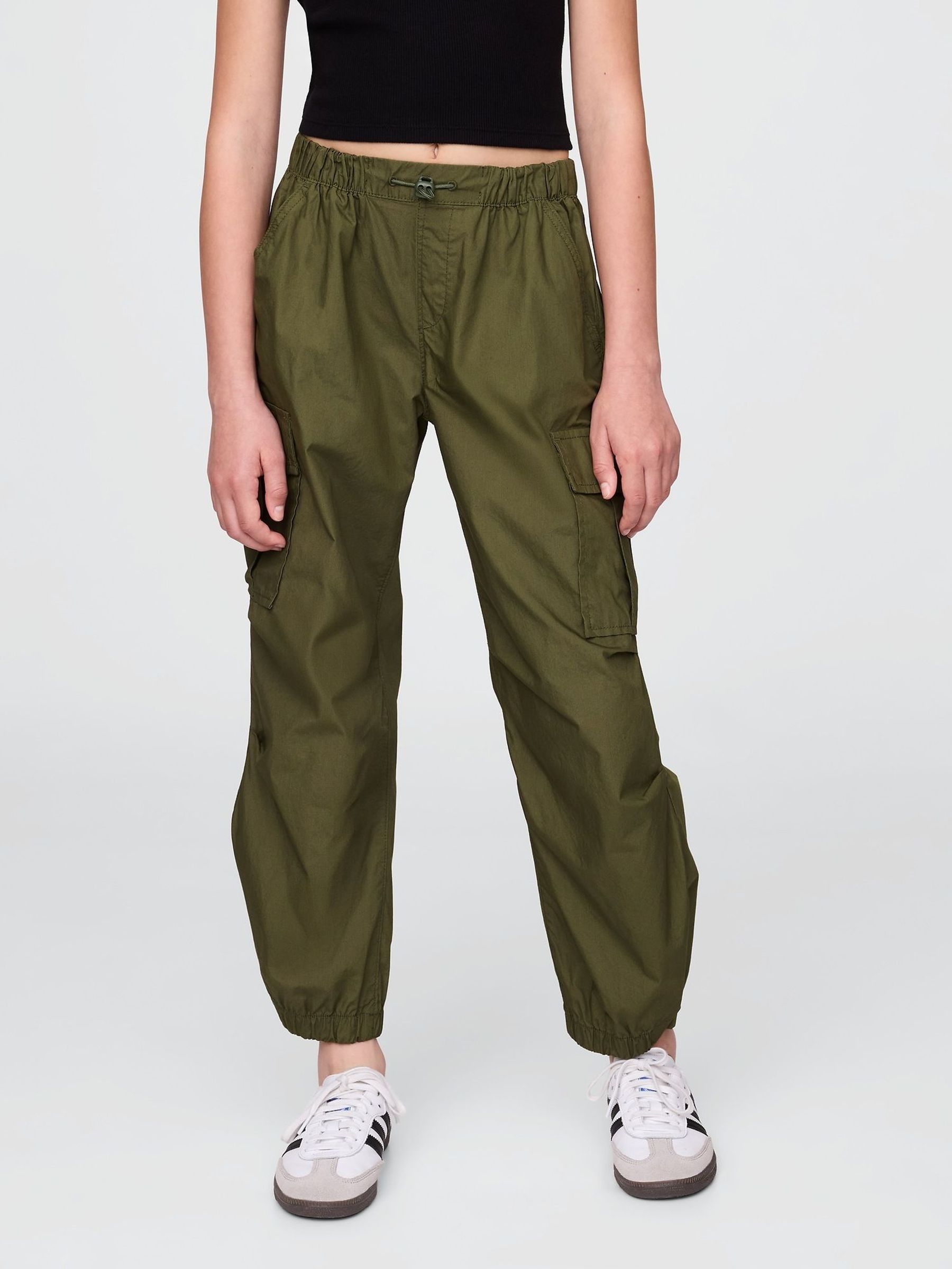 Khaki Green Easy Cargo Parachute Trousers (4-13yrs) (H25629) | £30