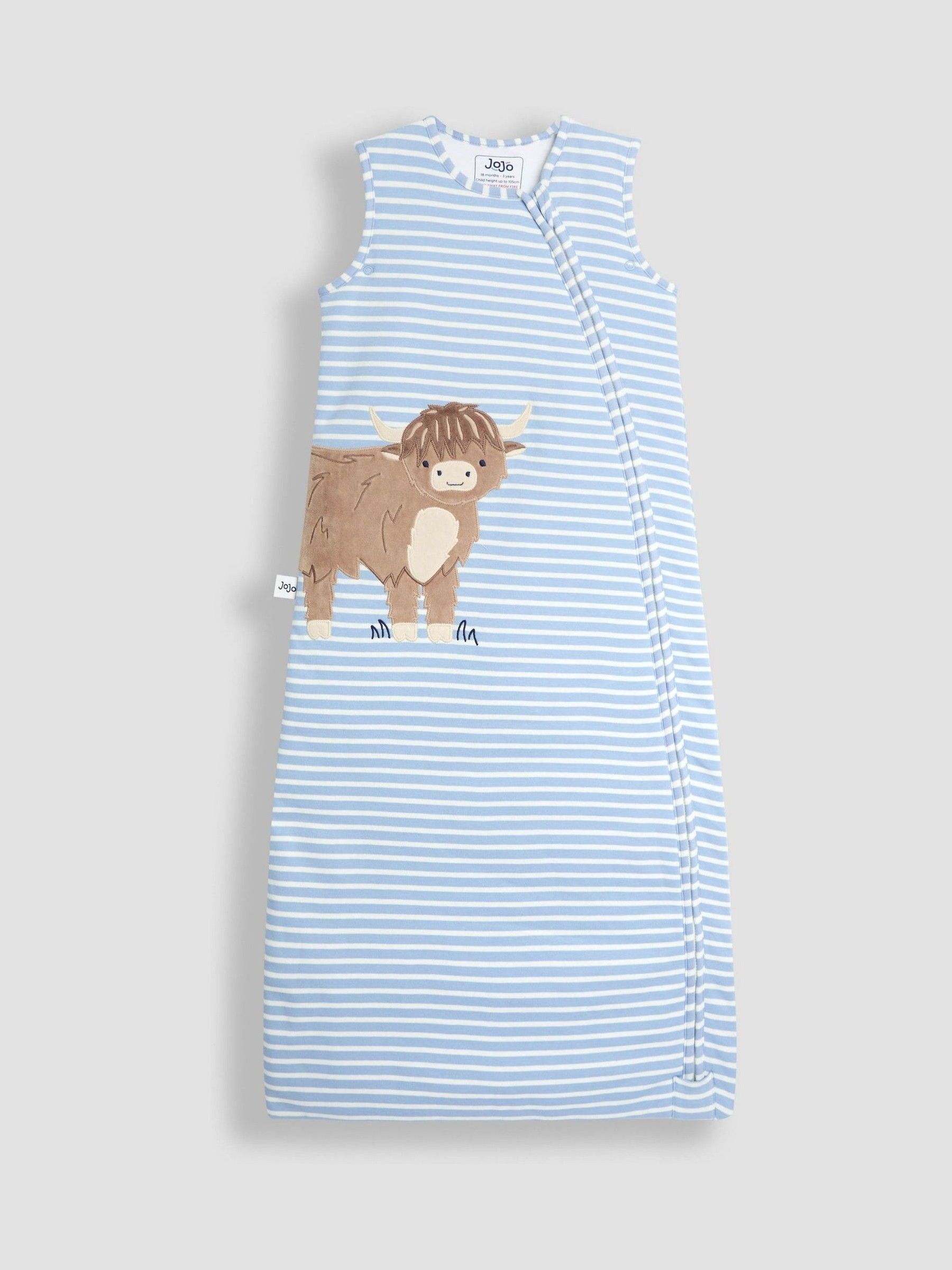 Blue Highland Cow Appliqué 2.5 tog Toddler Sleeping Bag (H27707) | £34