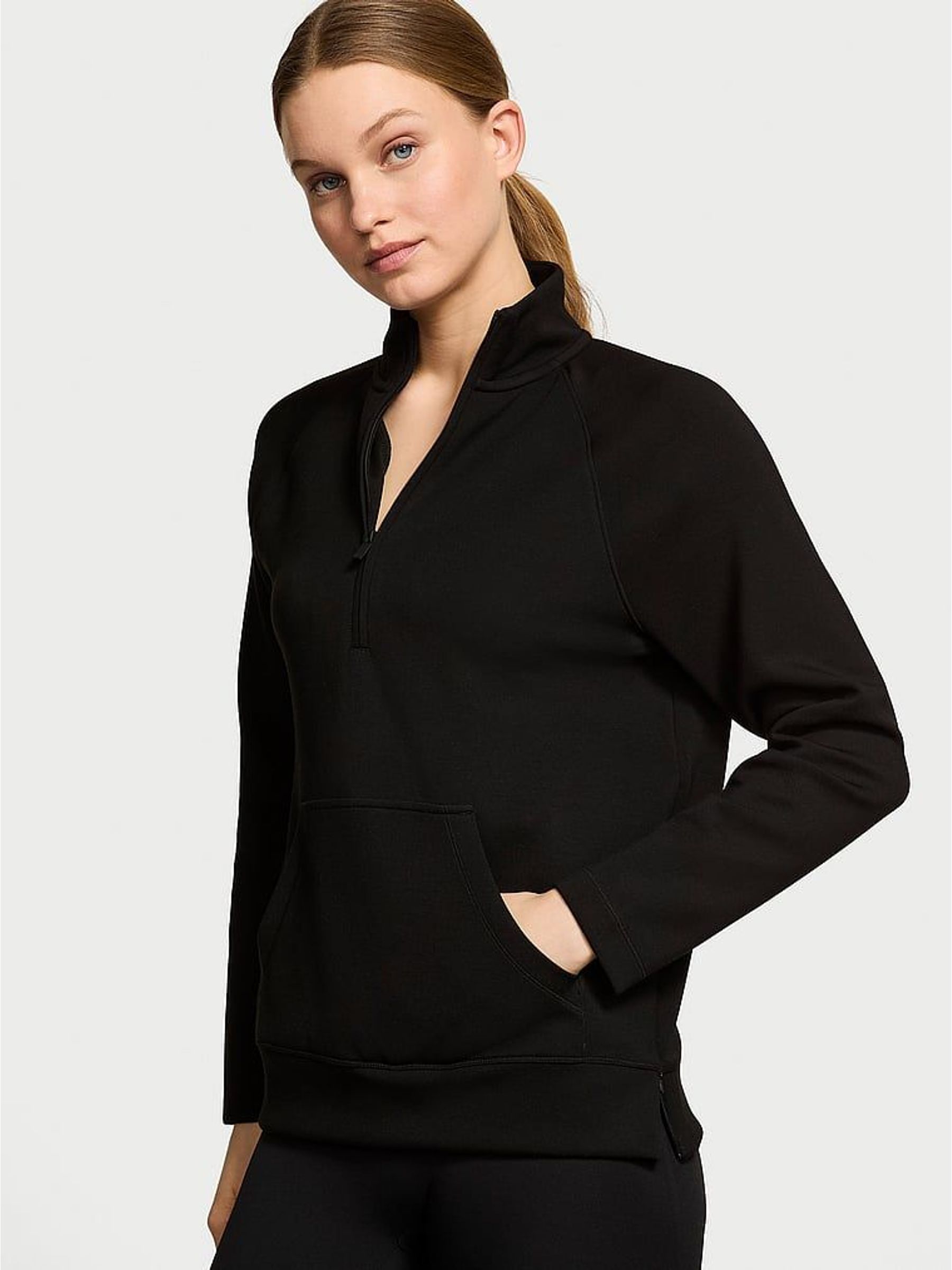 Black Featherweight Knit Half Zip Sweatshirt (H28370) | £69