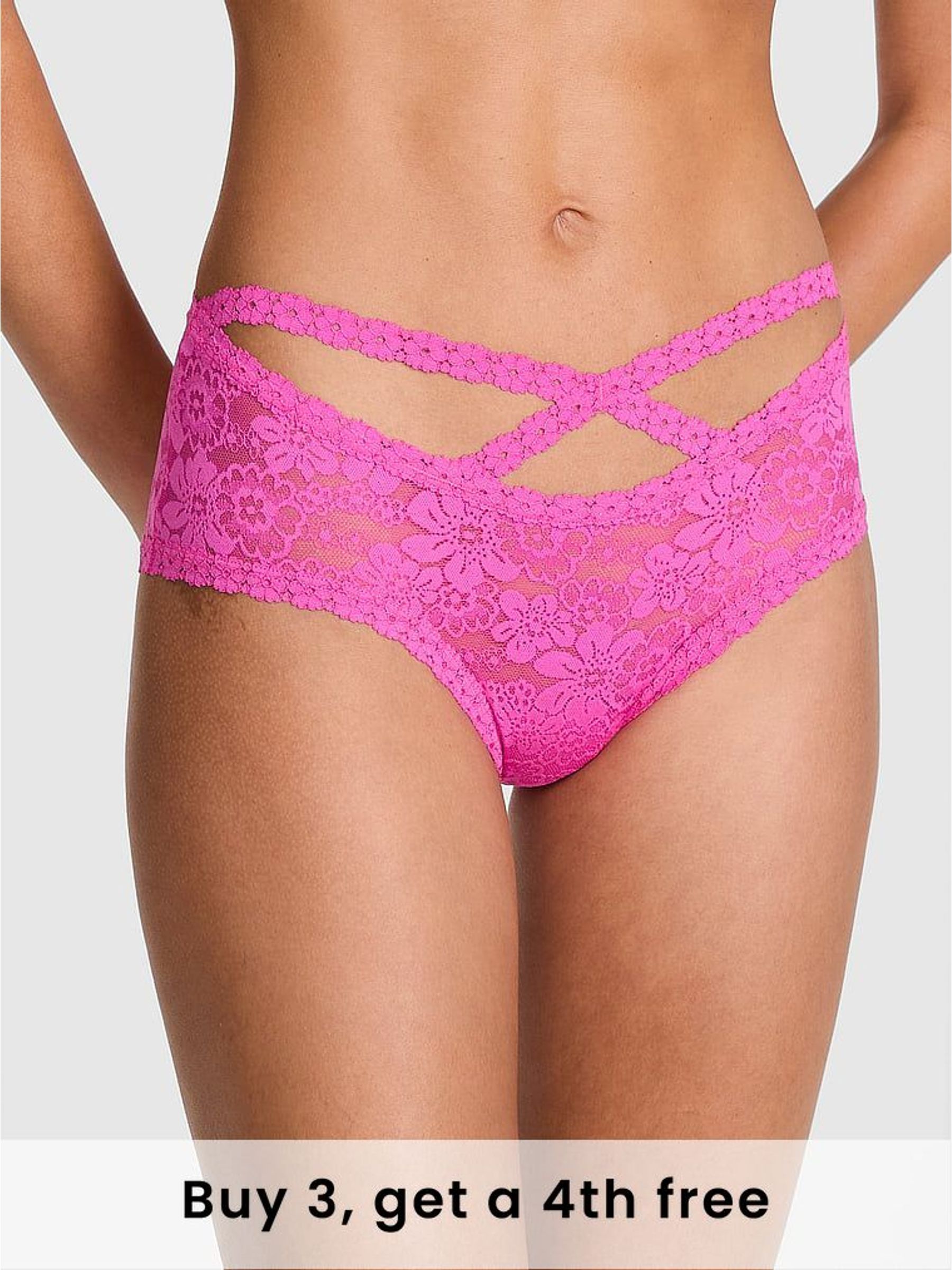 Pink Gossip Double Strap Cheeky Floral Lace Knickers (H28520) | £9