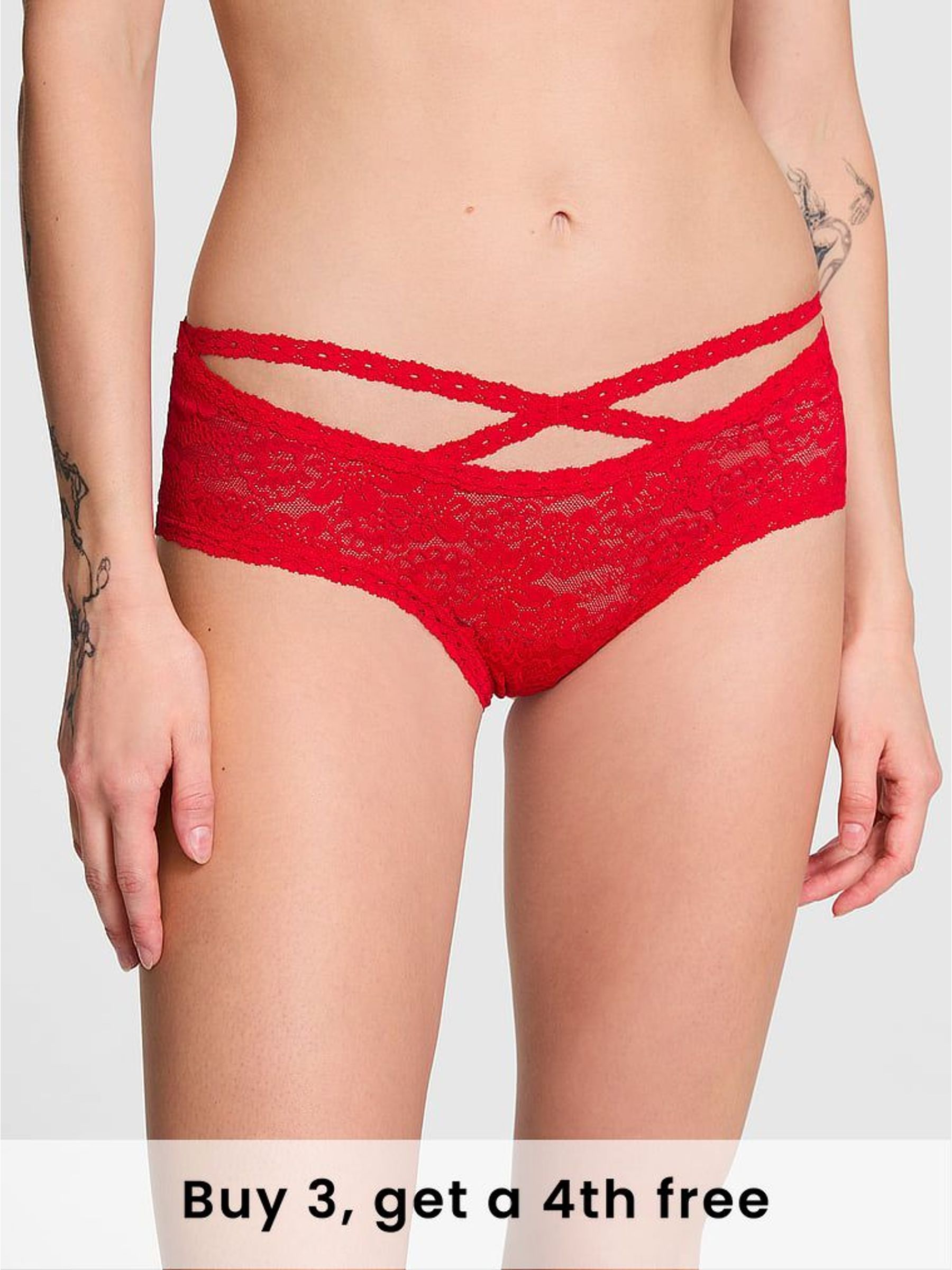 Red Pepper Double Strap Cheeky Floral Lace Knickers (H28521) | £9