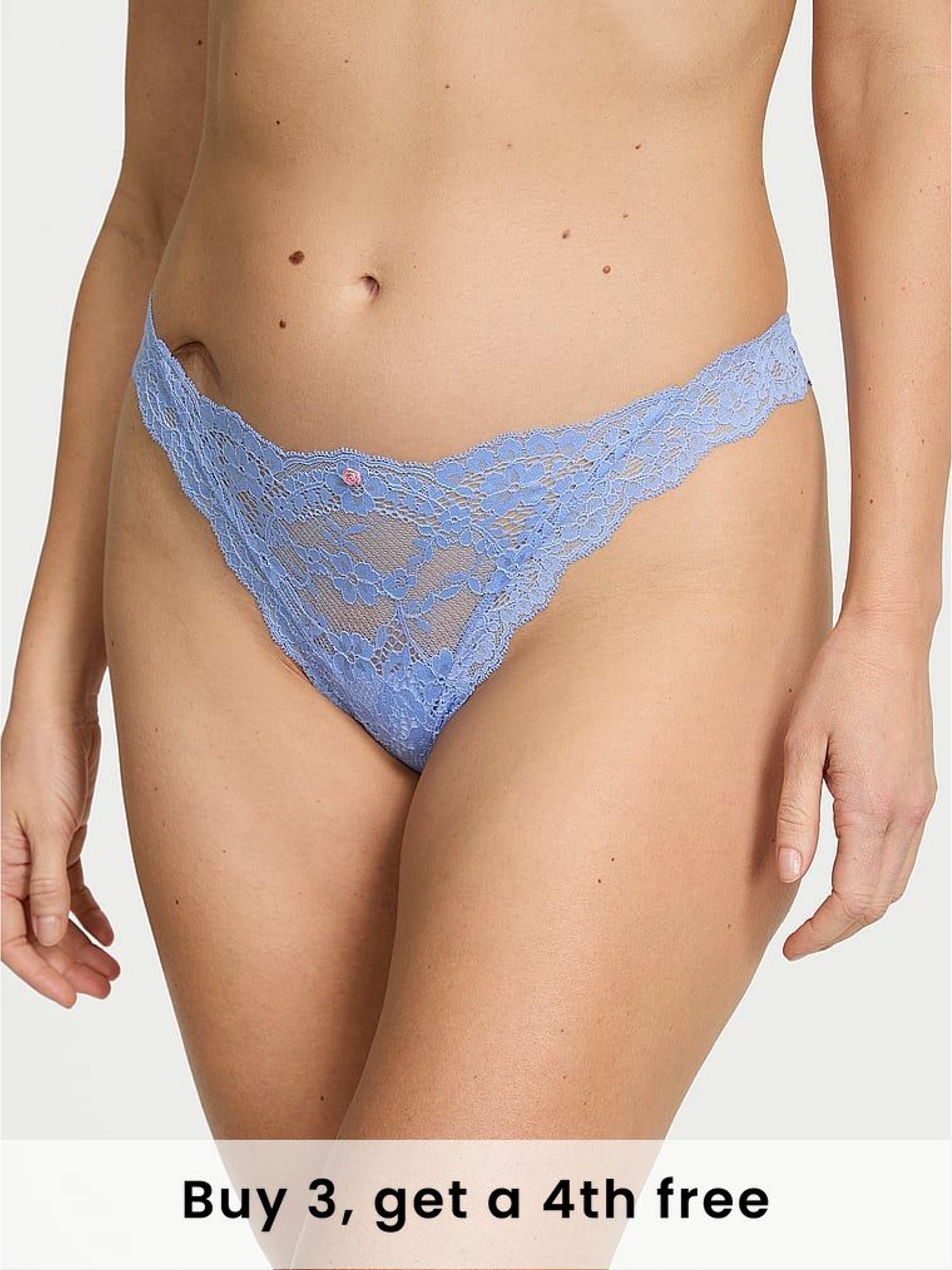 Blue Cameo Thong Lace Knickers (H28577) | £18