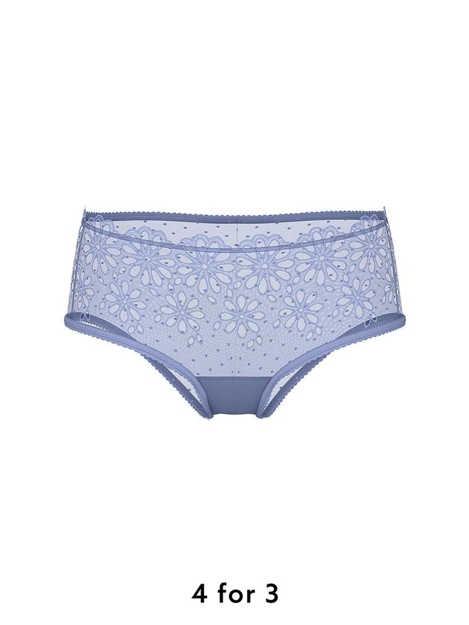 Smokey Blue Eyelet Mesh Knickers (H28587) | £9