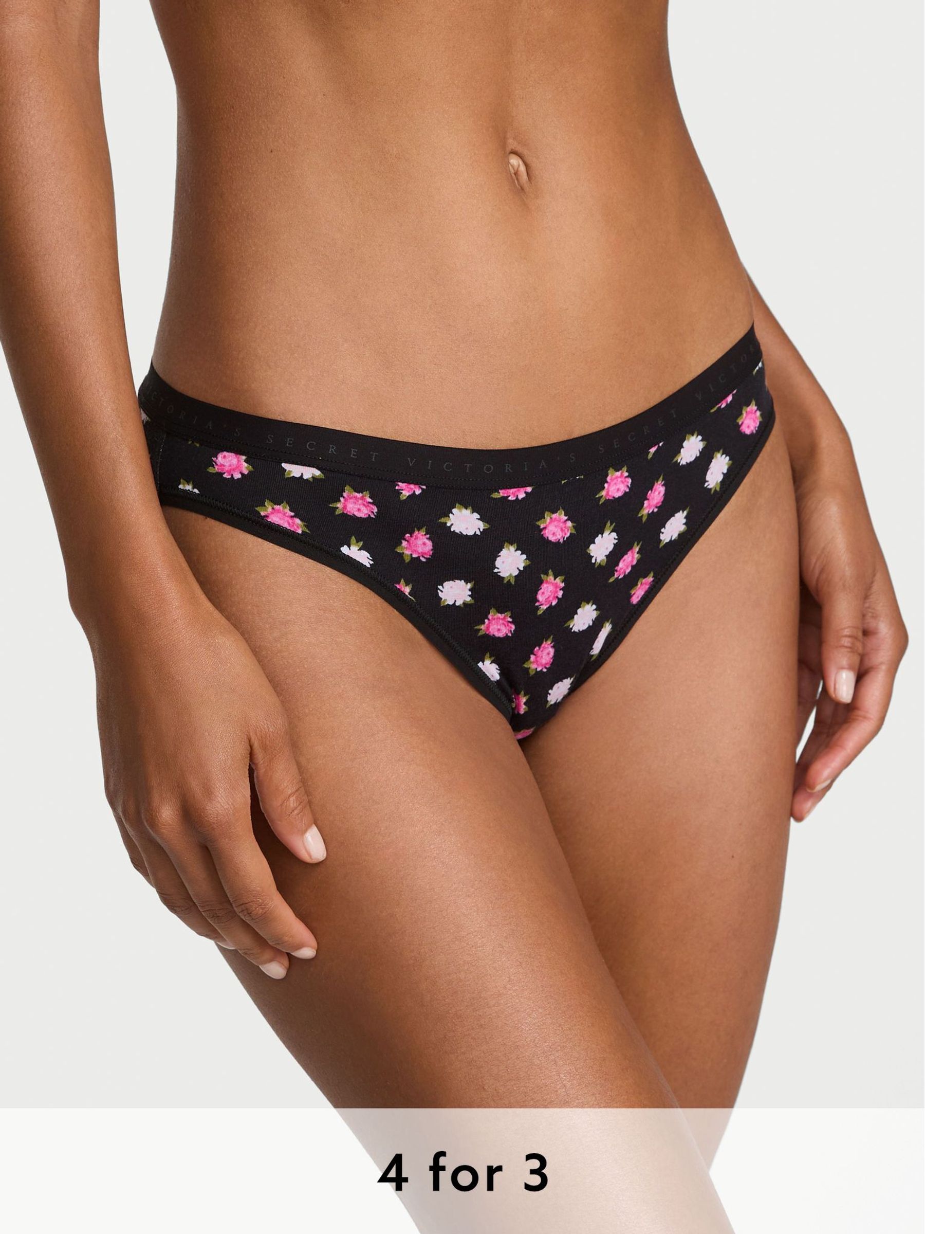 Black Floral Bikini Knickers (H28597) | £9