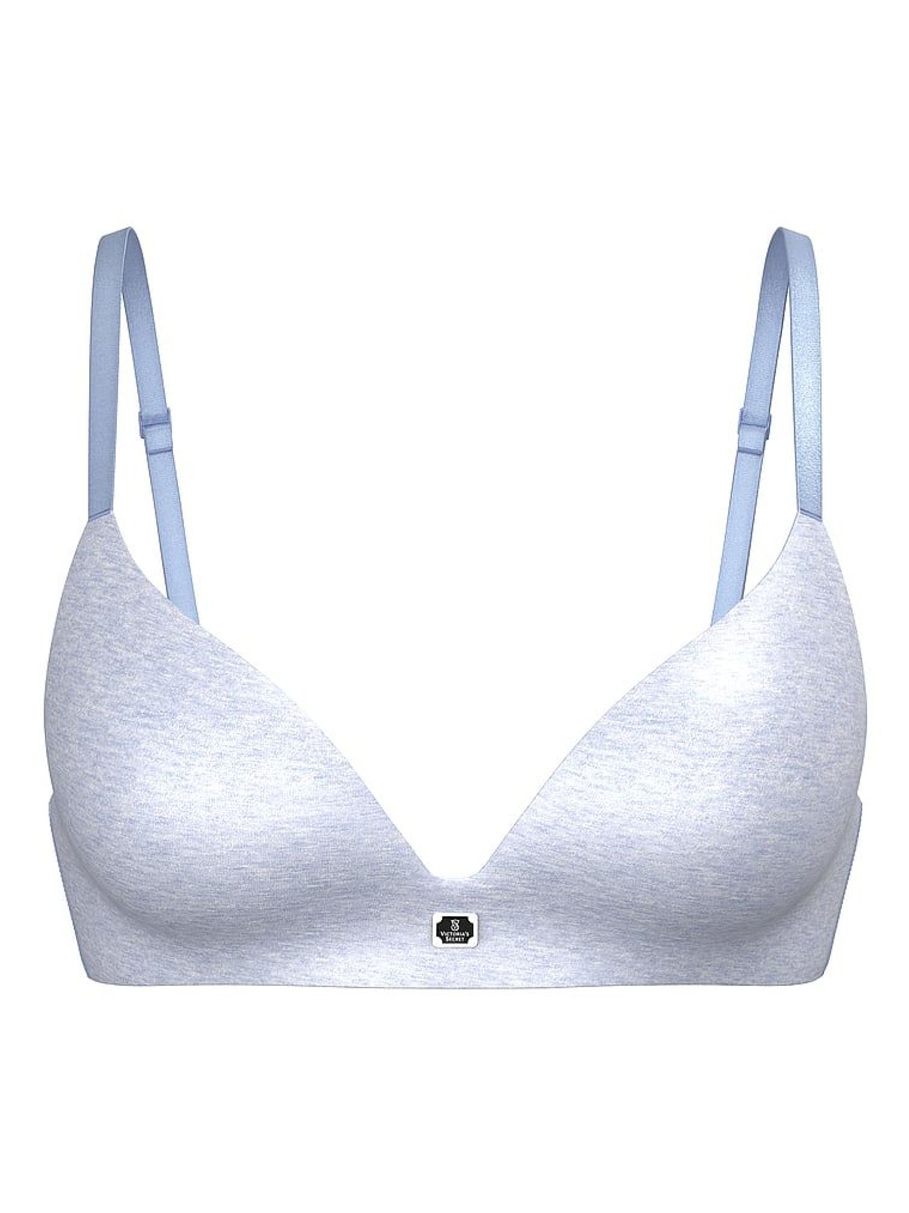 Heather Cornflower blue Non Wired Lightly Lined Cotton Logo Bra (H28627) | £39 - £40