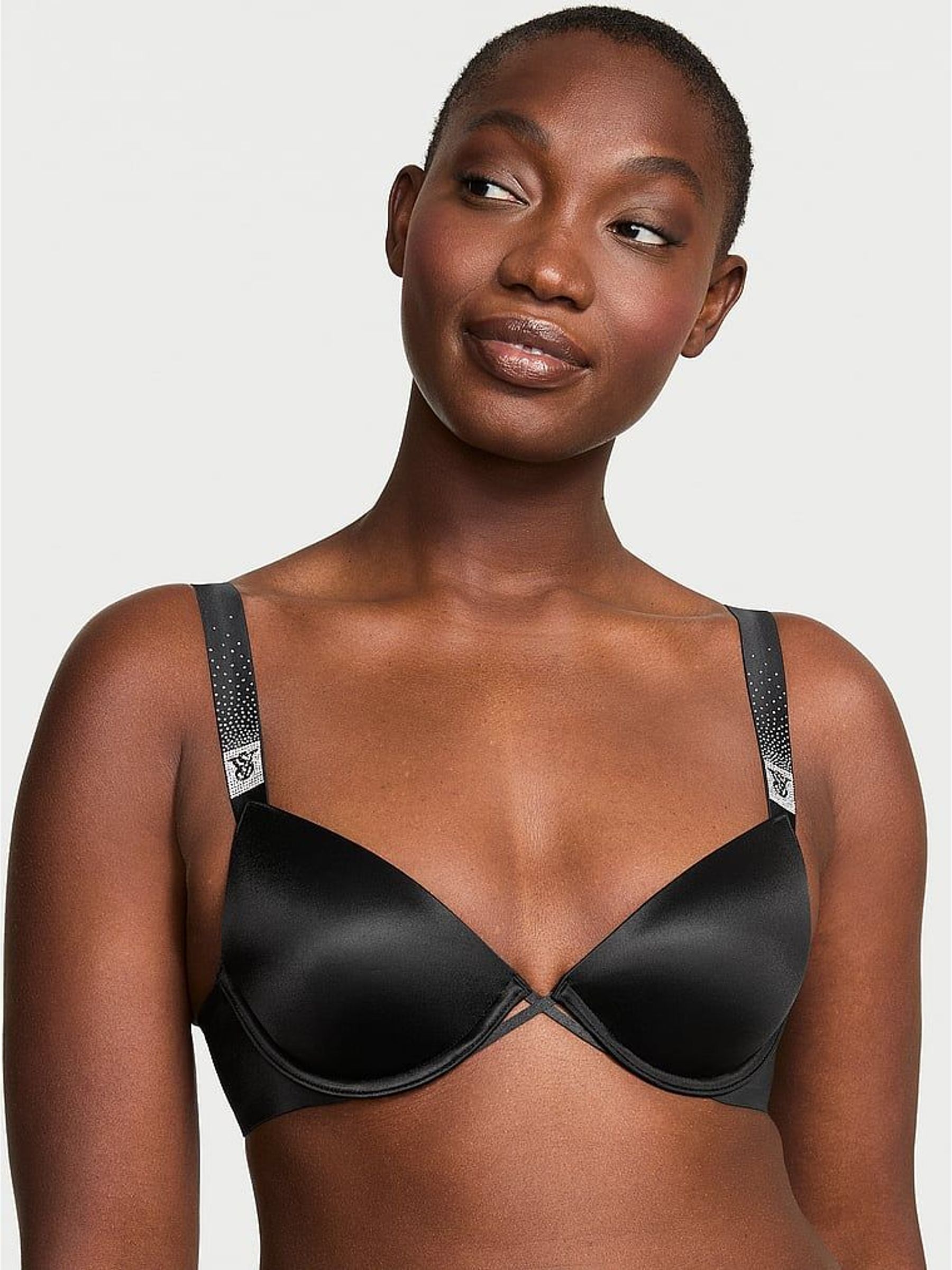 Black Lightly Lined Demi Scattered Shine Strap Bra (H28639) | £59