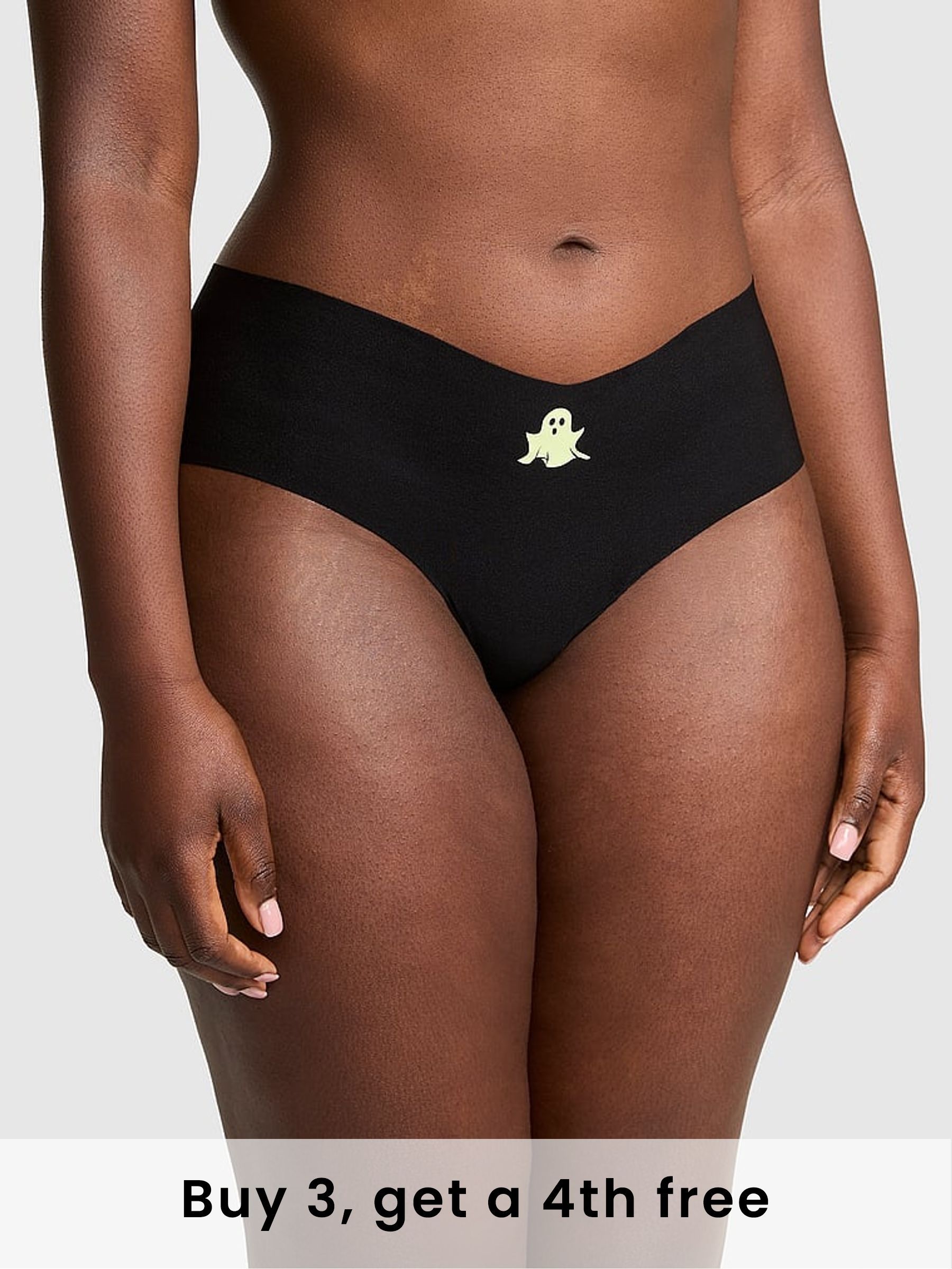 Black Glow In The Dark Ghost Hipster No Show Knickers (H28646) | £9