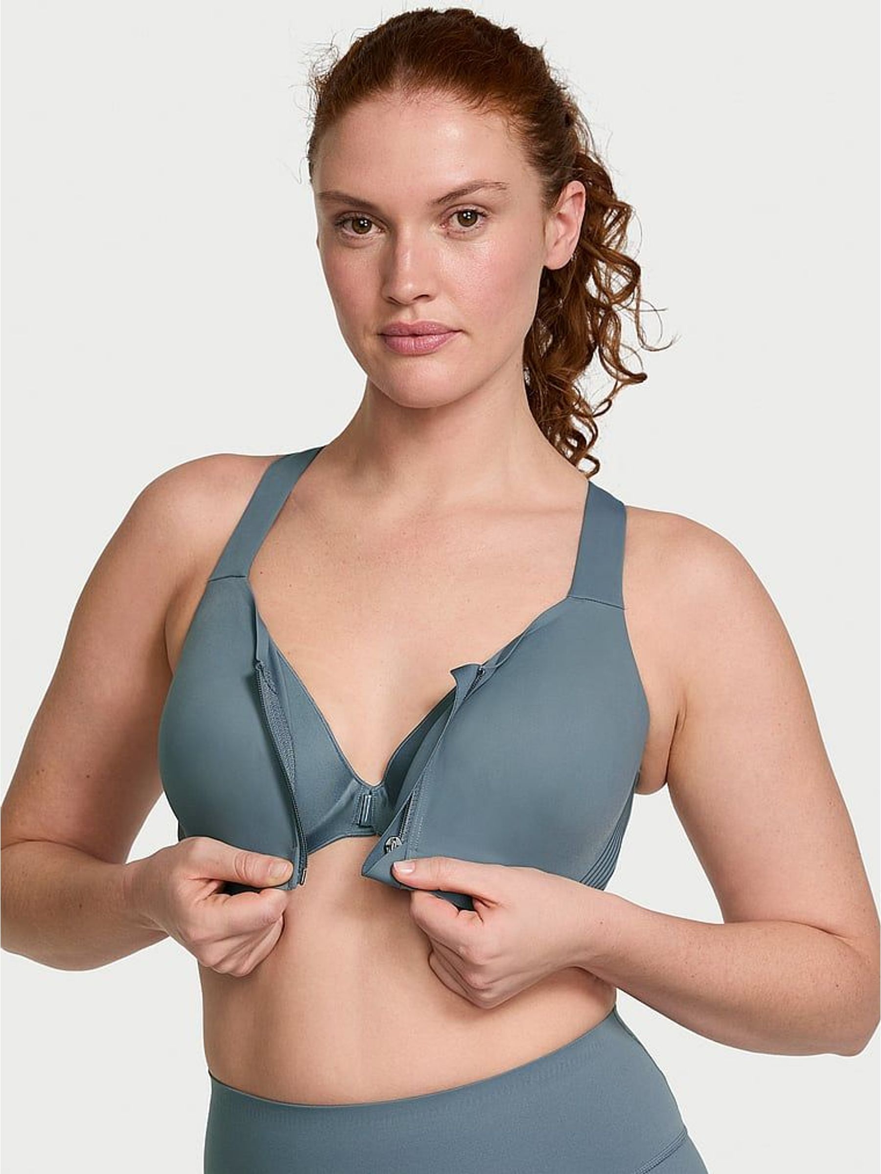Dark Steel Grey Front Close High Support Sports Bra (H28664) | £55