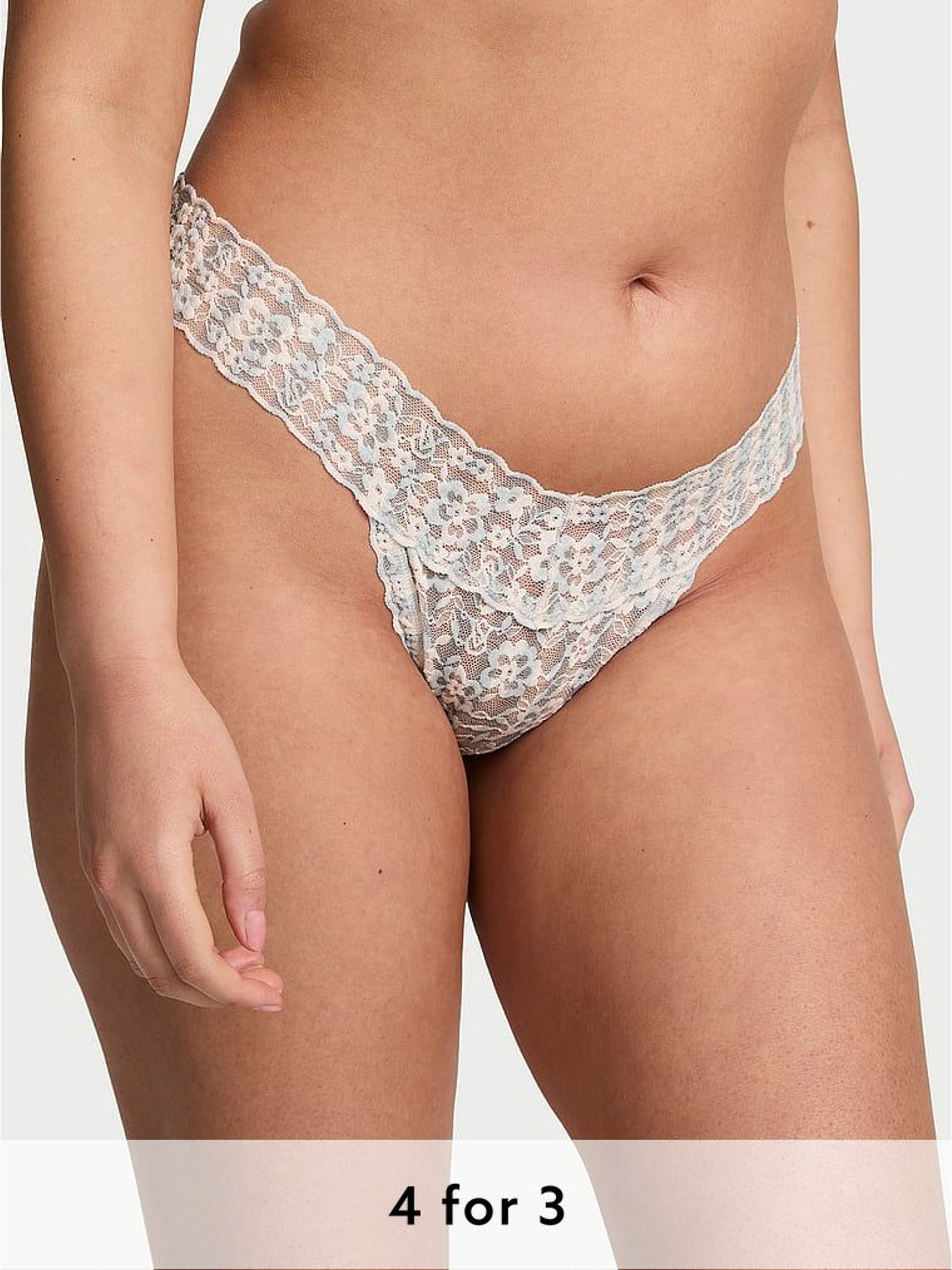 Grey Fog Stripe Thong Knickers (H28665) | £9