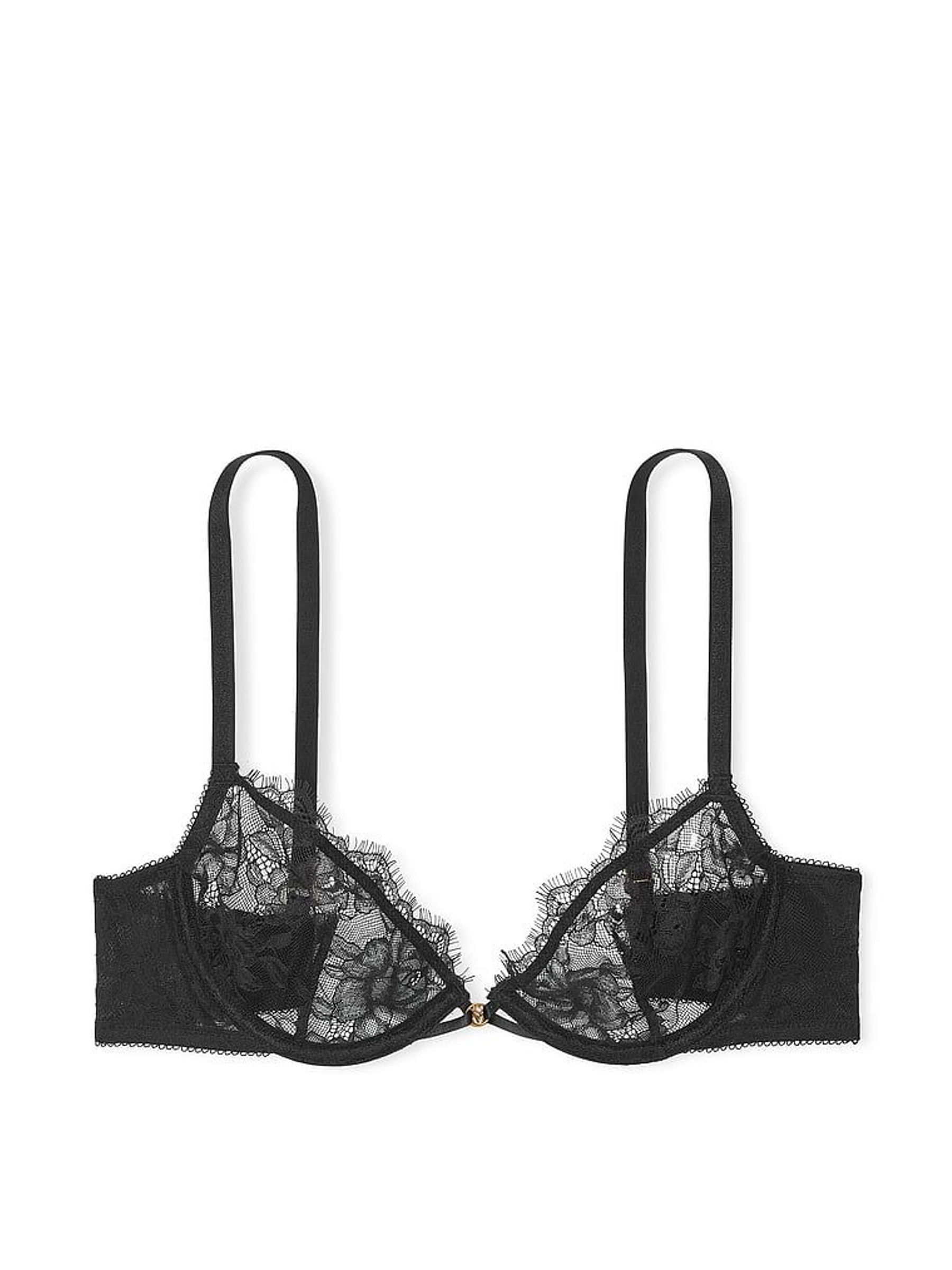 Black Unlined Demi Lace Bra (H28668) | £45 - £46