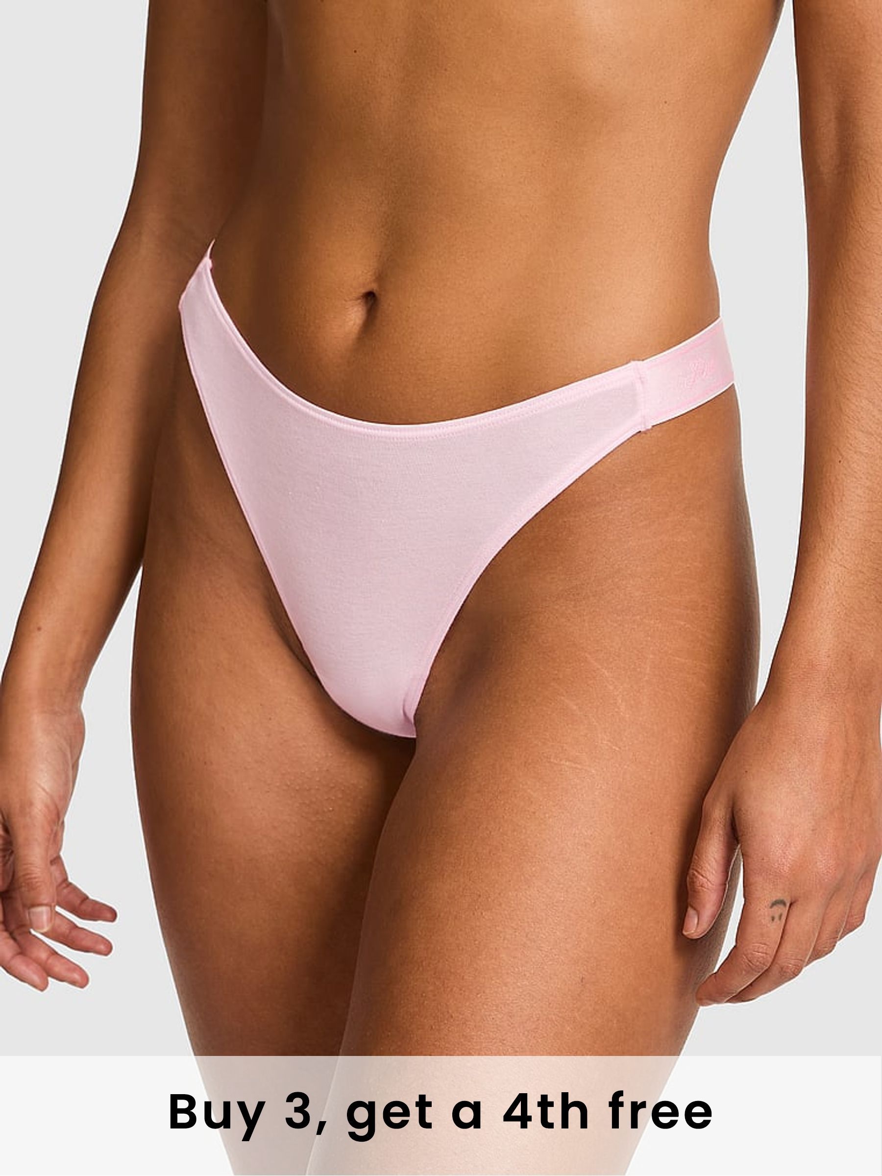 Pink Tulip Thong Cotton Logo Knickers (H28675) | £9