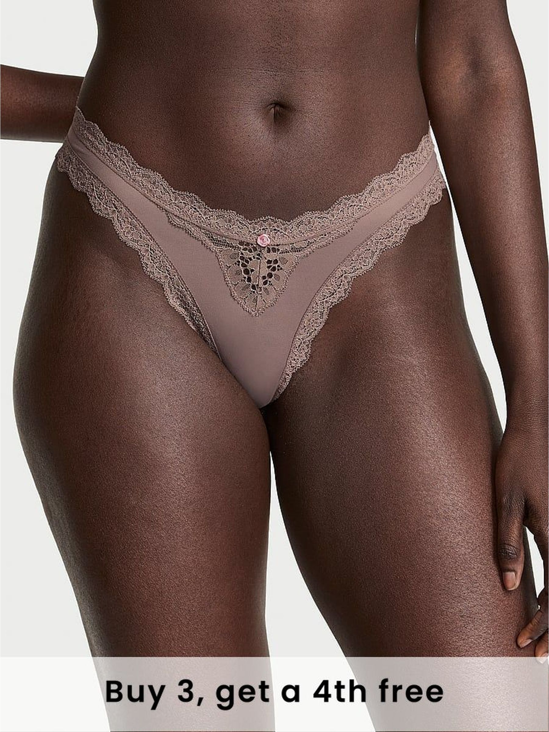 Titanium Grey Lace Trim Brazilian Knickers (H28679) | £14