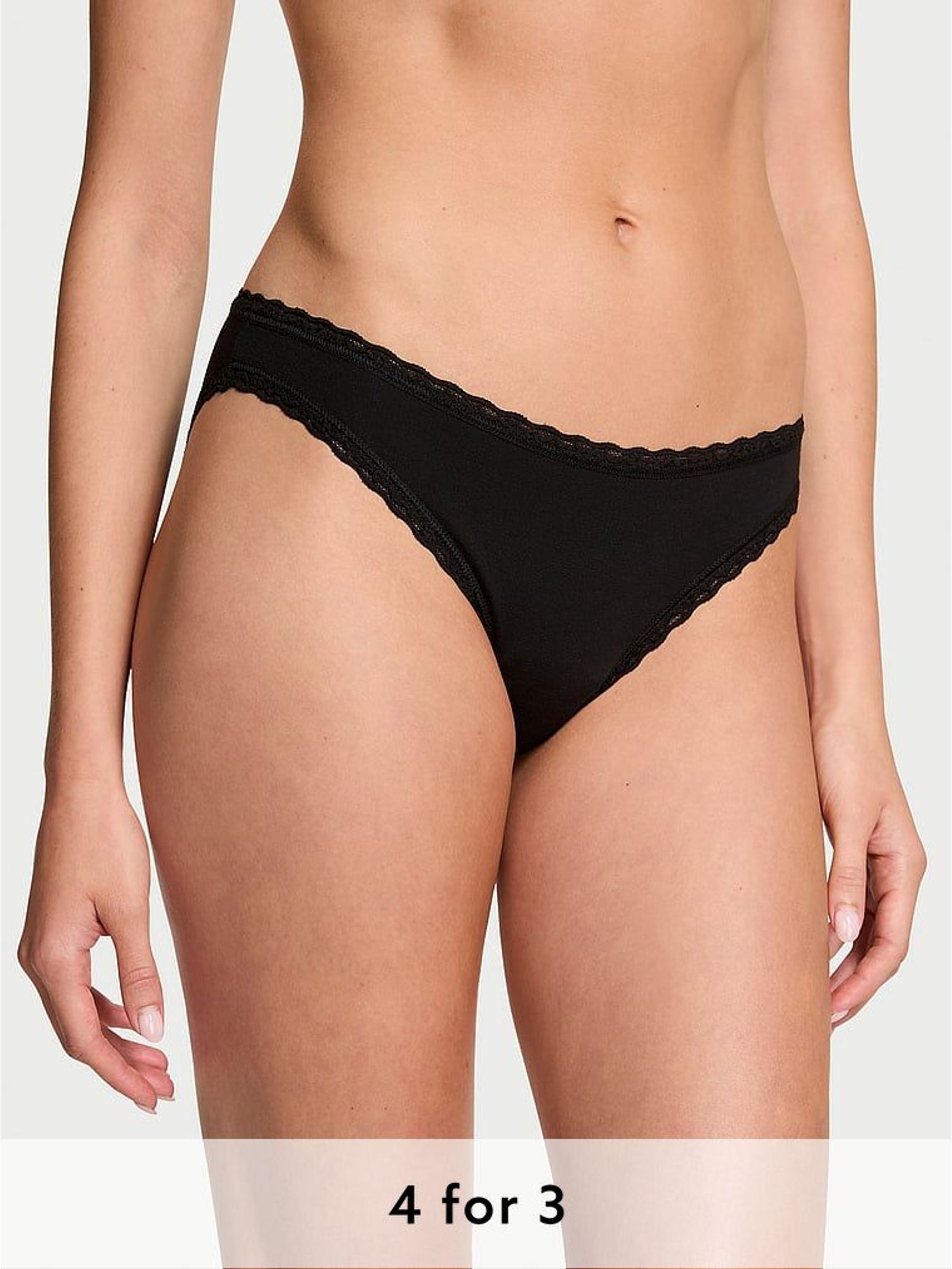 Black Bikini Lace Trim Knickers (H28696) | £9