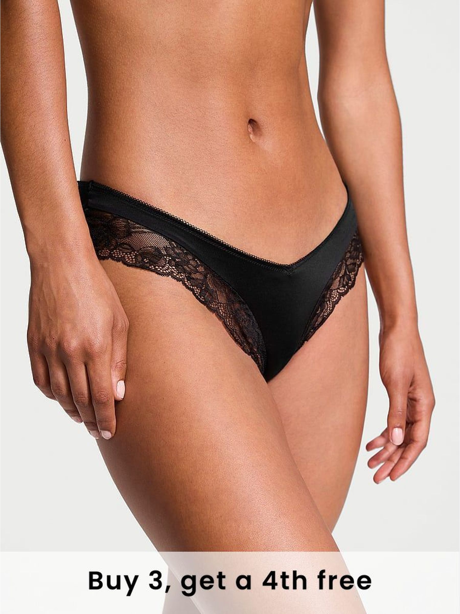Black Cheeky Rose Lace Trim Knickers (H28704) | £14