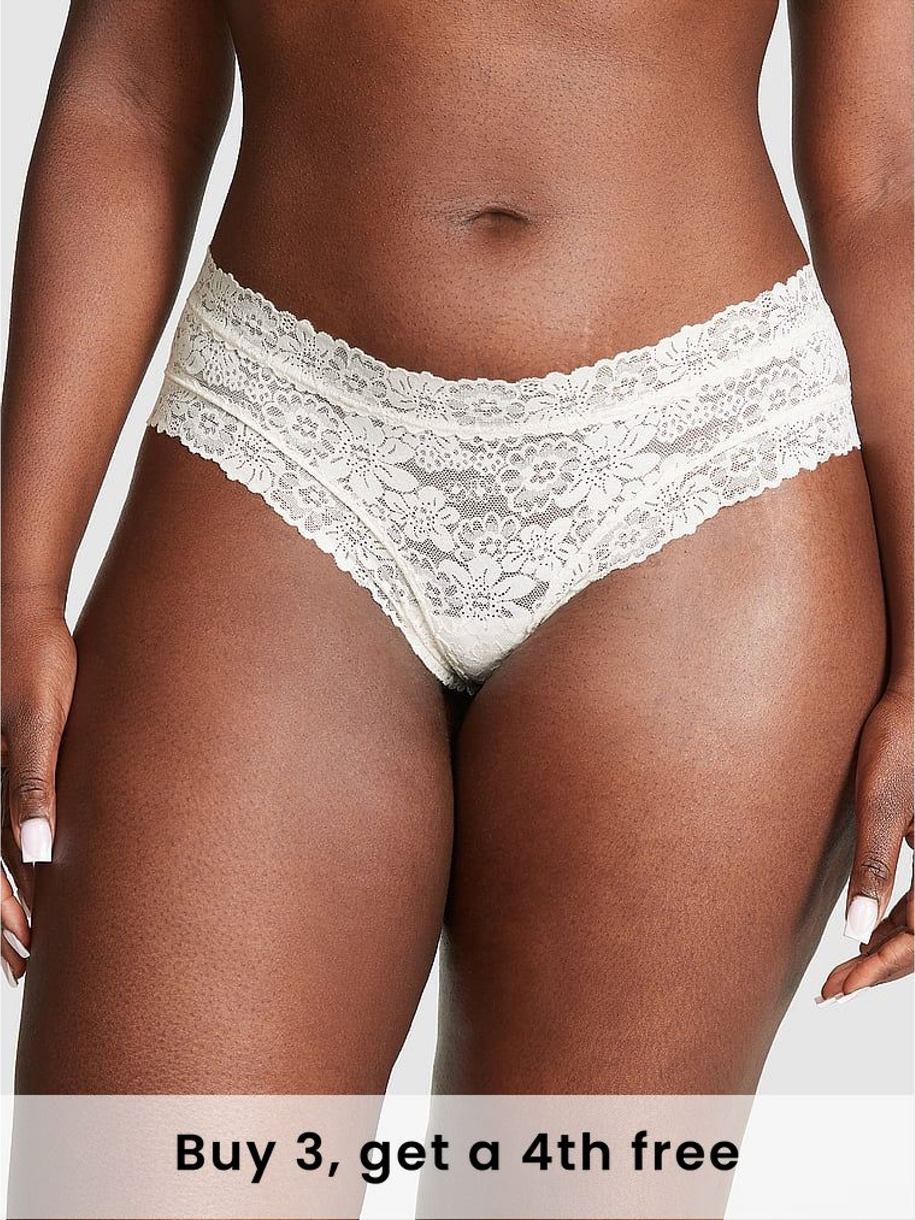 Coconut White Cheeky Floral Lace Knickers (H28725) | £9