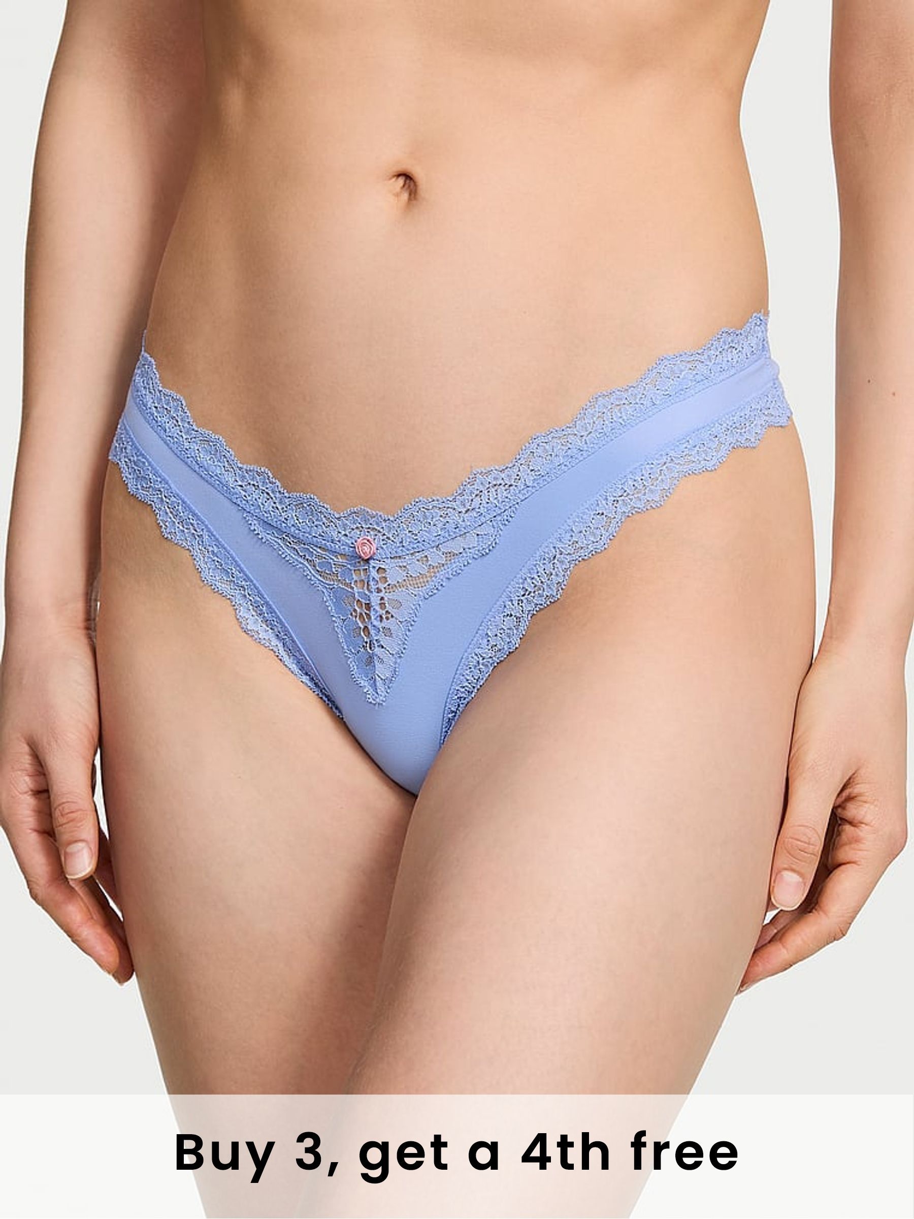 Blue Cameo Lace Trim Brazilian Knickers (H28756) | £14