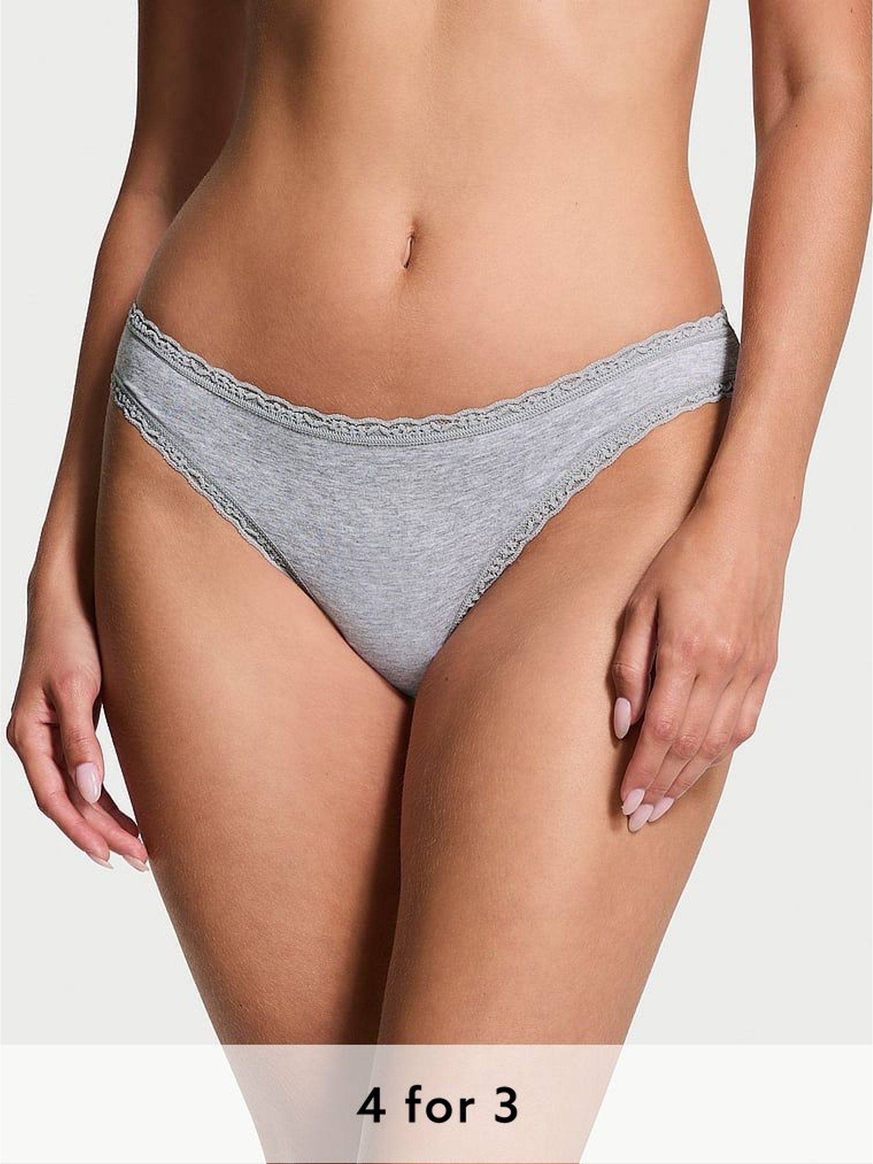 Heather Grey Bikini Lace Trim Knickers (H28764) | £9