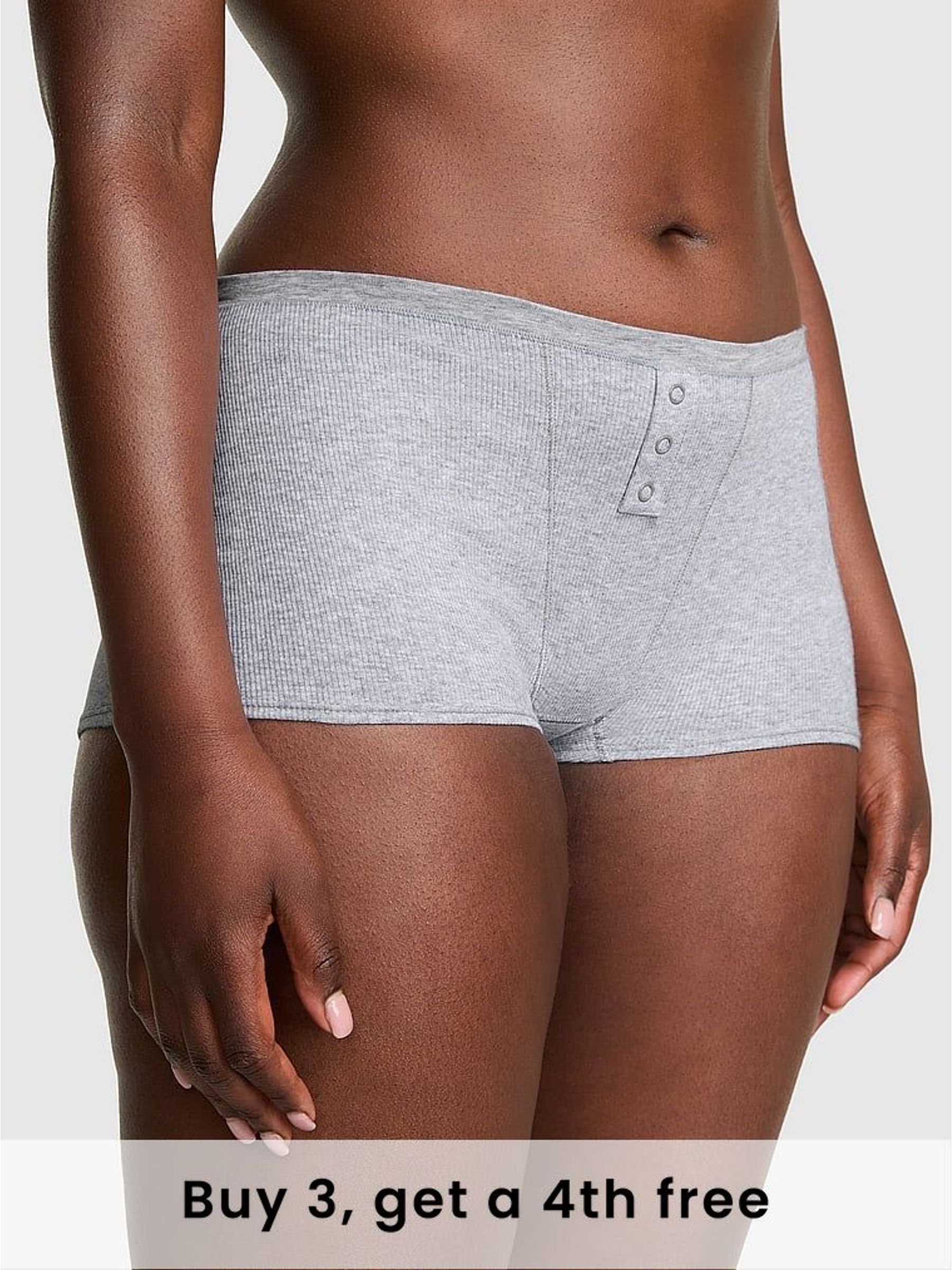 Medium Heather Grey Boyshort Cotton Knickers (H28814) | £9