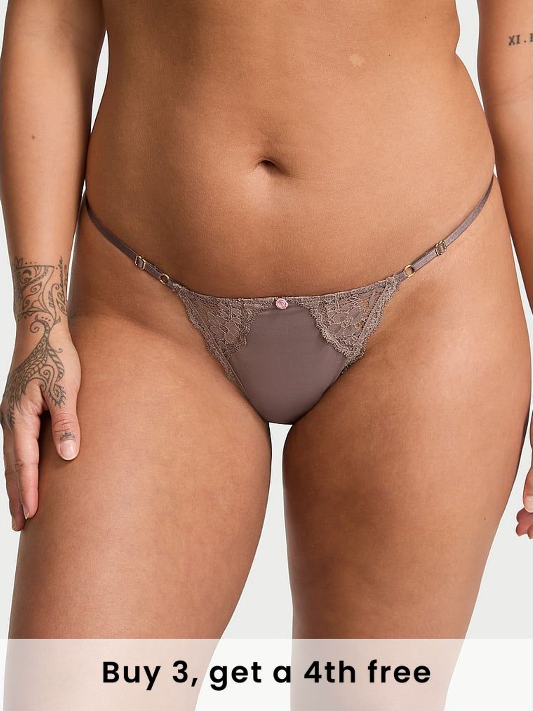 Titanium Grey Lace Trim G String Knickers (H28825) | £14