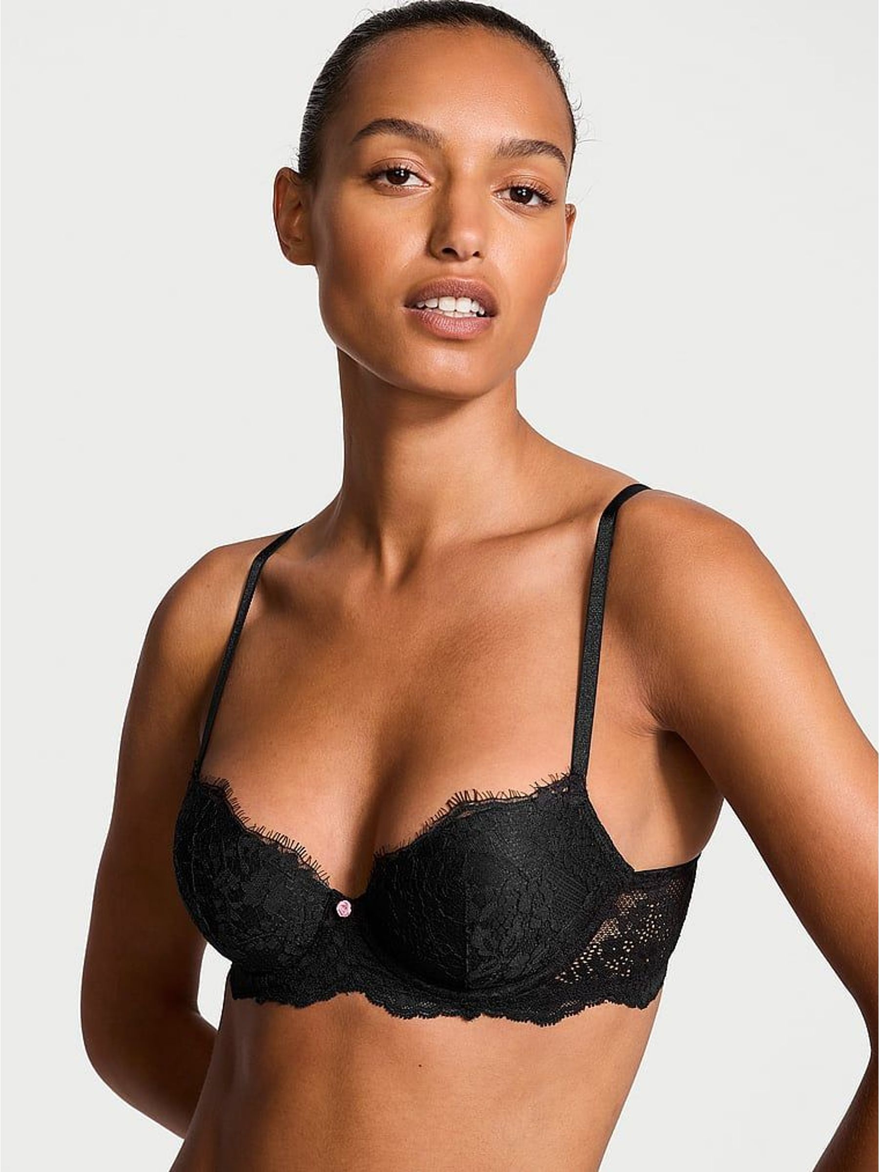 Black Lightly Lined Demi Lace Bra (H28827) | £49