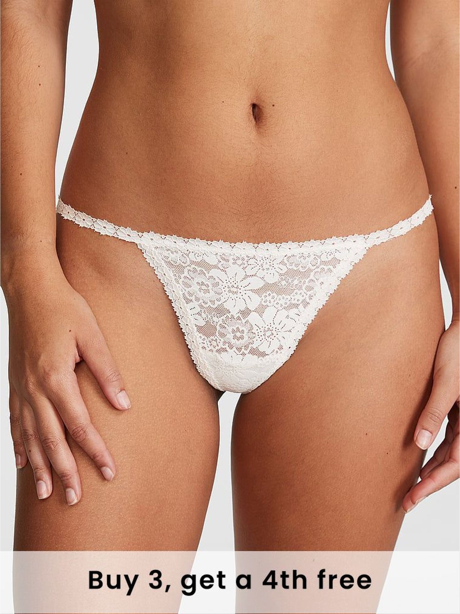 White G-String Floral Lace Knickers (H28849) | £9
