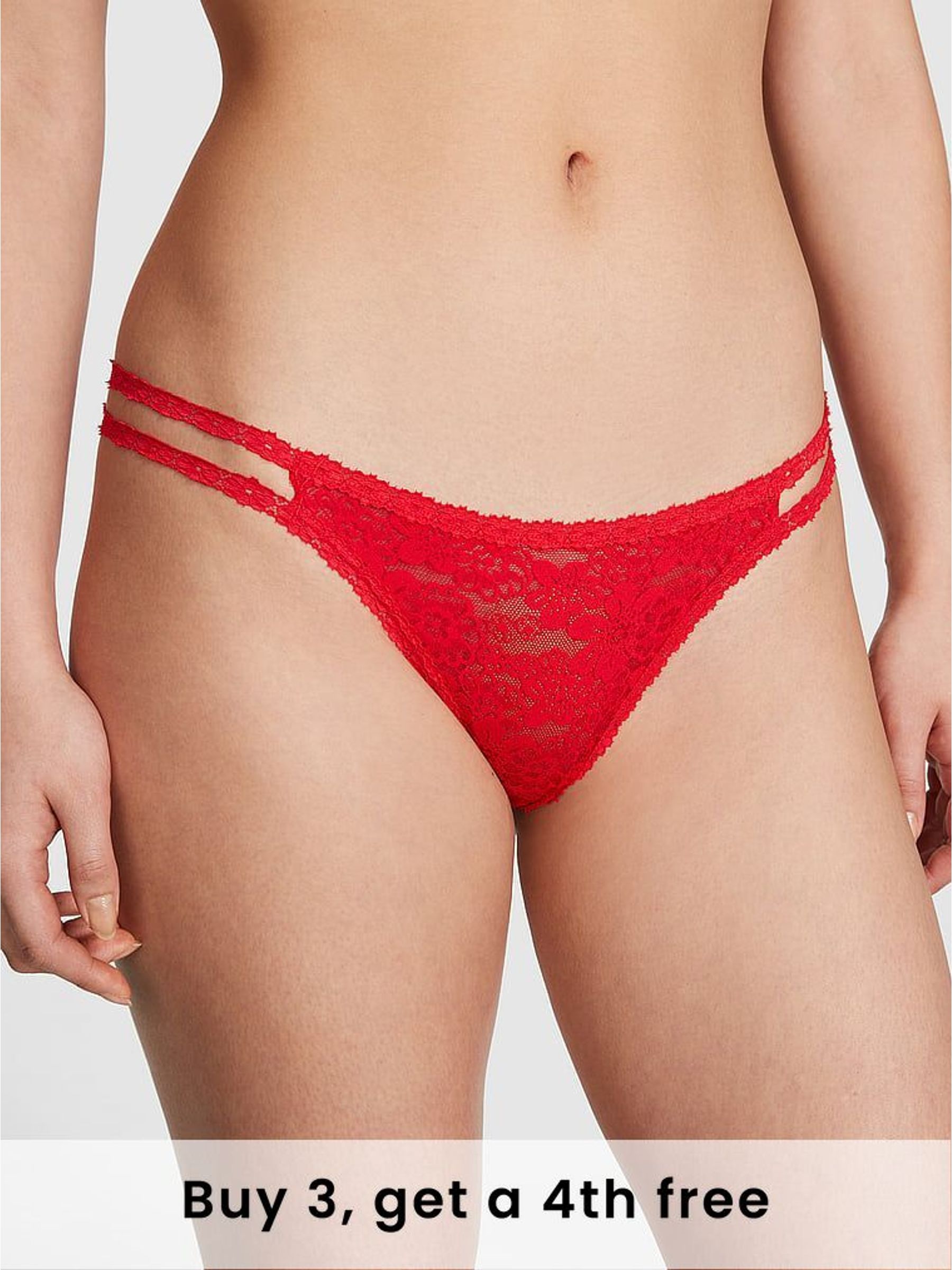 Red Pepper Floral Lace Double Strap Thong Floral Lace Knickers (H28852) | £9