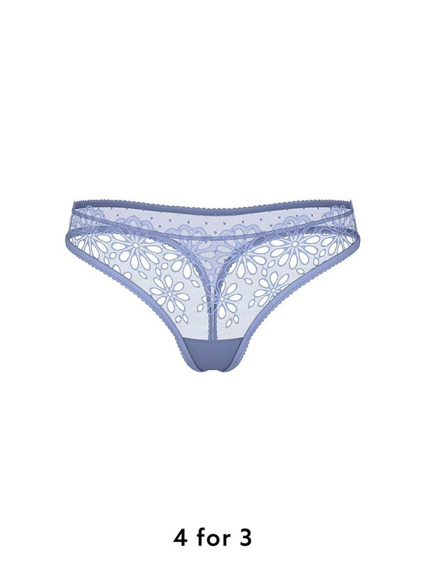 Smokey Blue Thong Eyelet Mesh Knickers (H28858) | £9