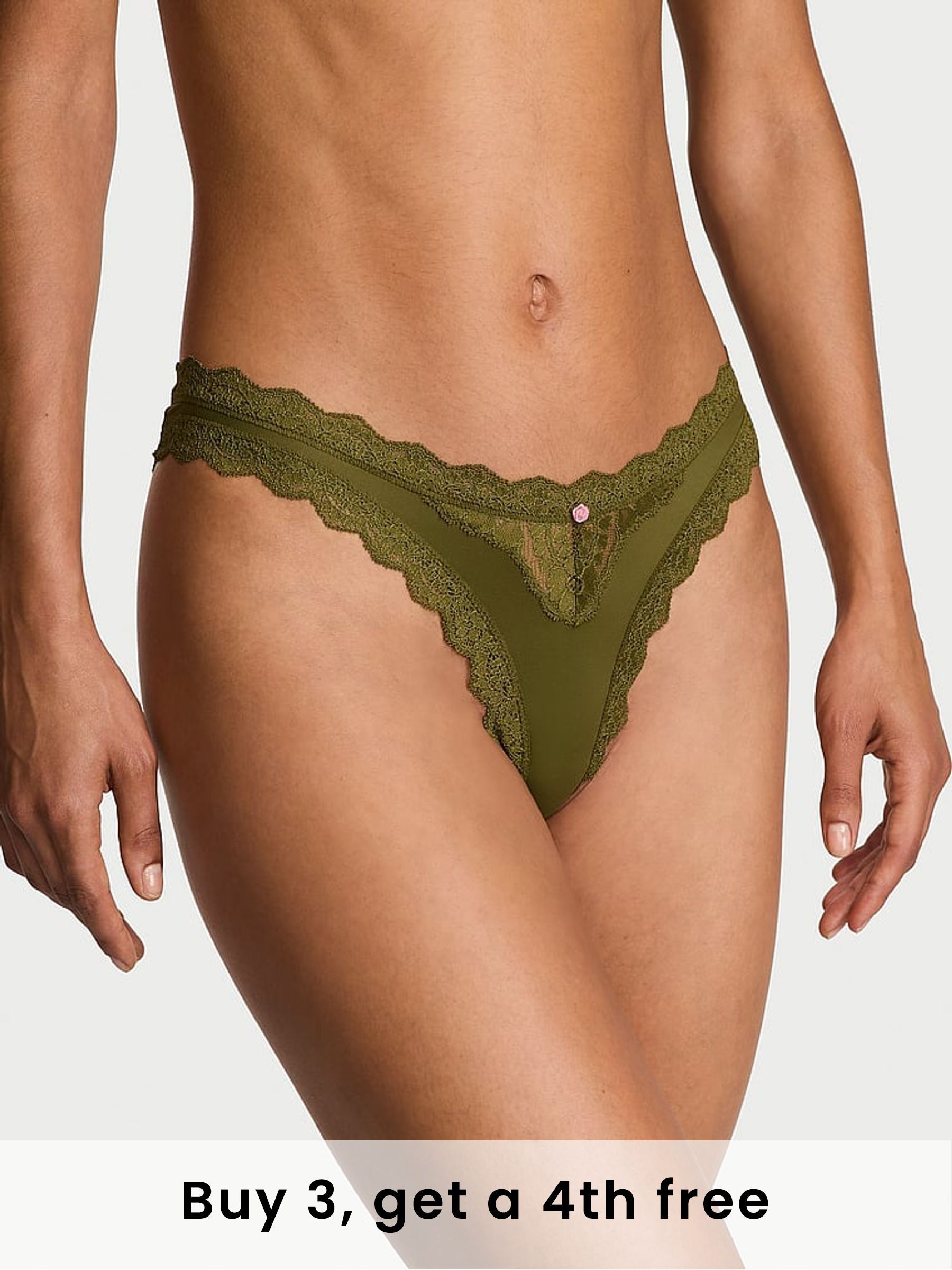 Green Chameleon Lace Trim Brazilian Knickers (H30403) | £14