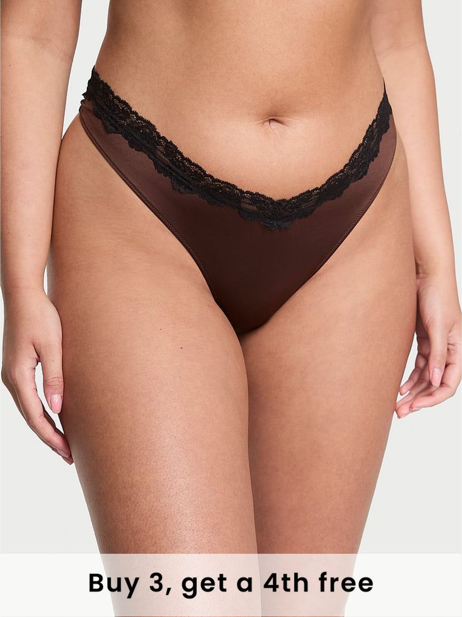 Ganache Nude Thong Lace Trim Knickers (H30406) | £14