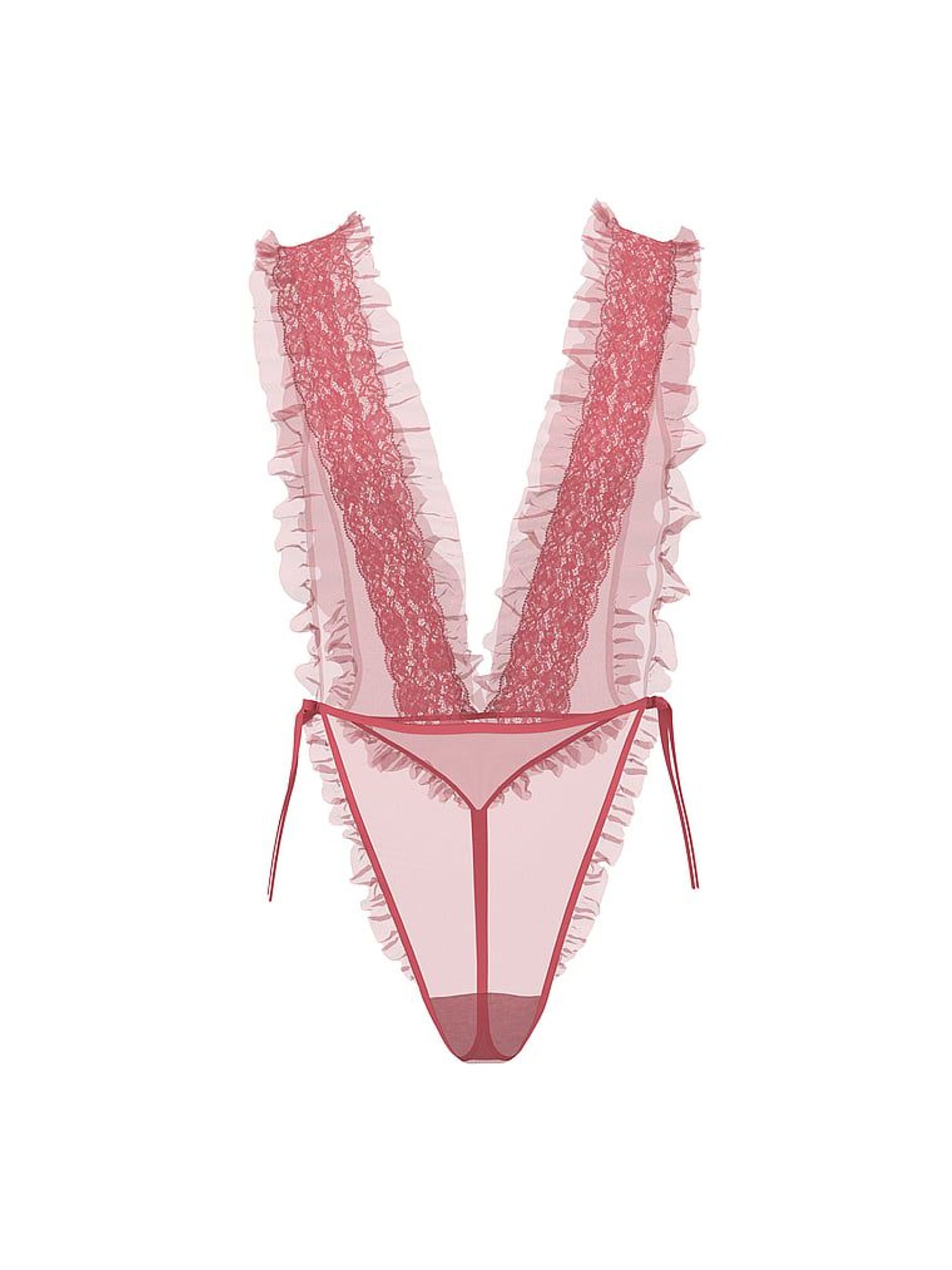 Seductive Rose Pink Lace Sheer Bodysuit (H30435) | £69