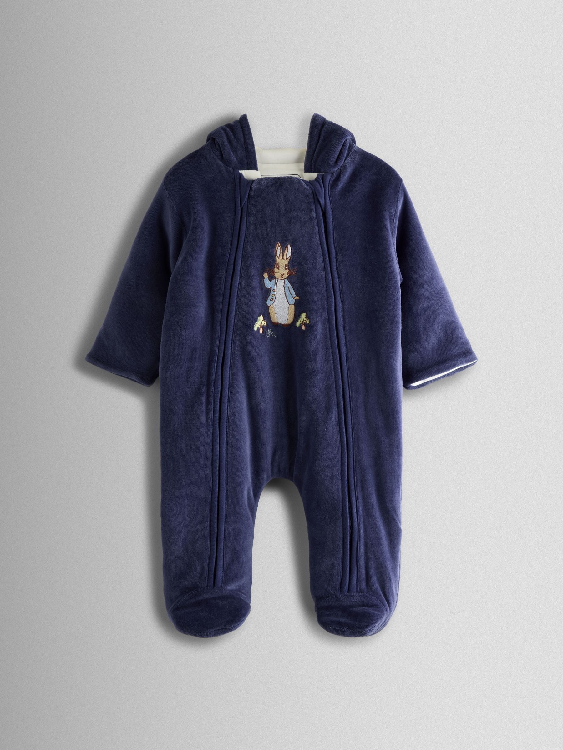 Navy Peter Rabbit Velour Appliqué Pramsuit (H30750) | £38.50