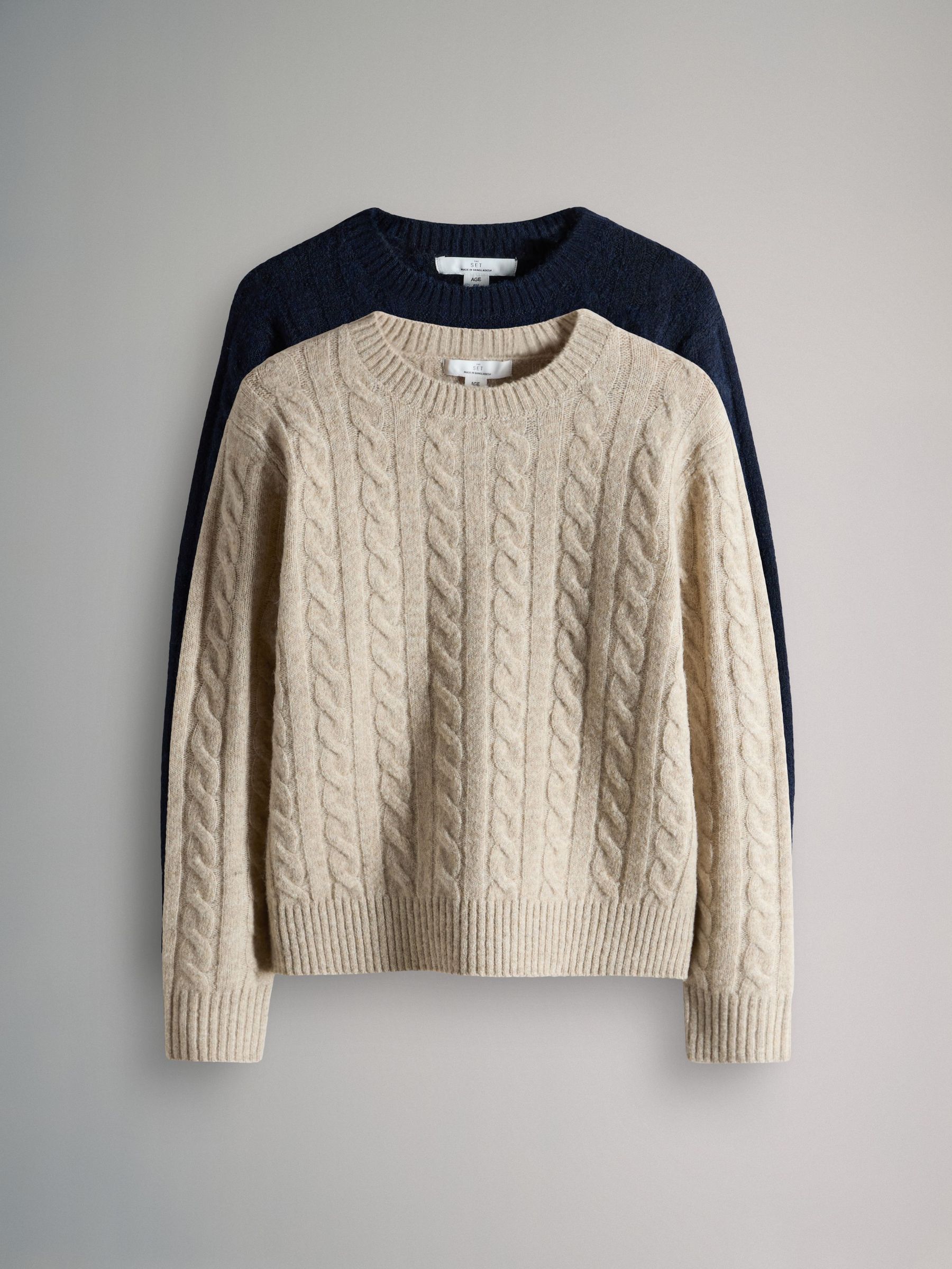 2 Pack Cable Knit Jumpers (H30844) | £24 - £28