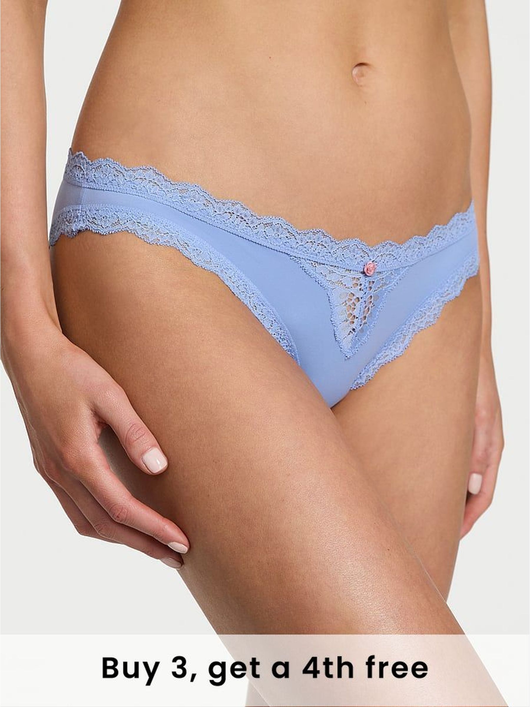 Blue Cameo Lace Trim Bikini Knickers (H35325) | £14