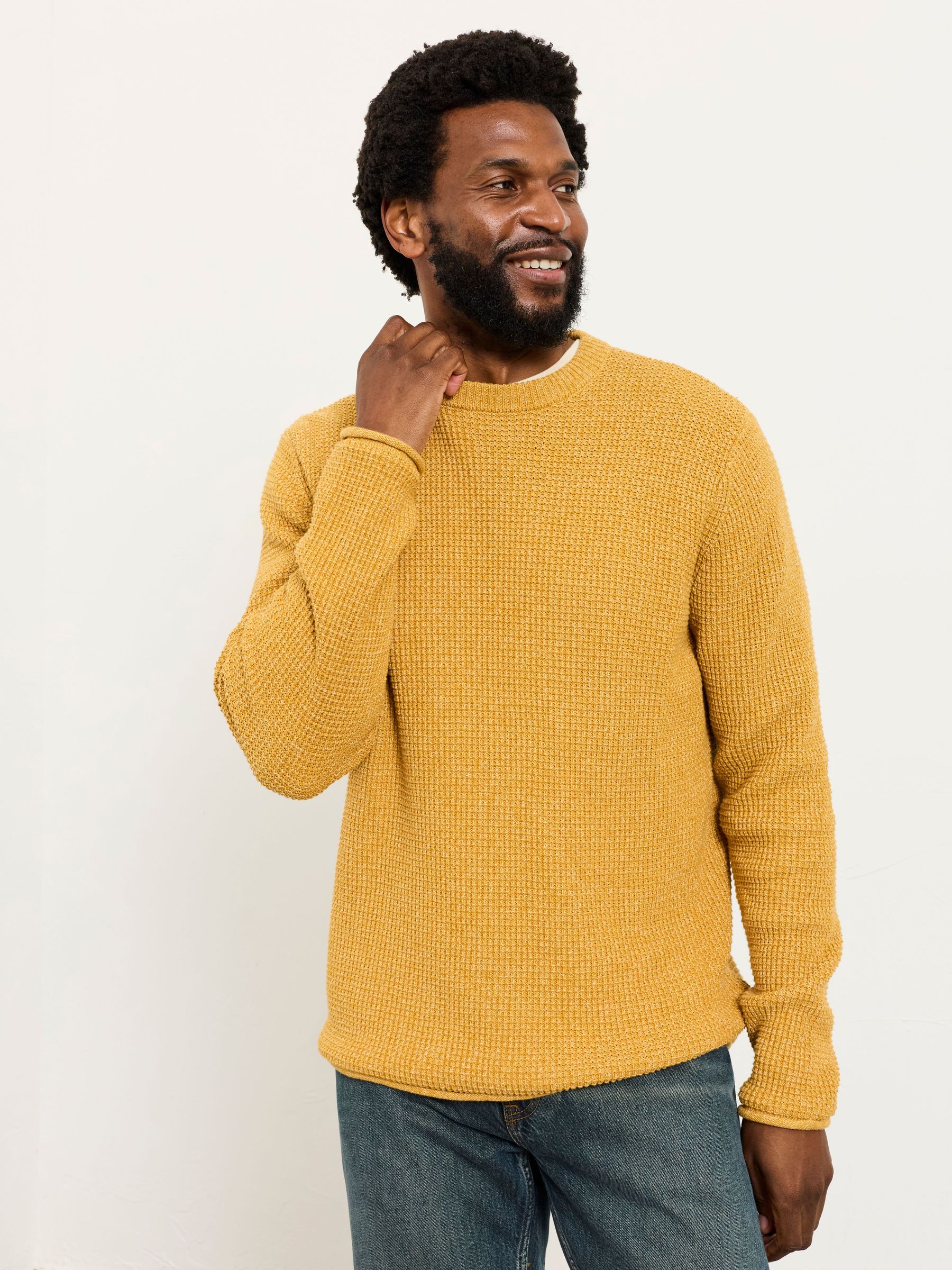 Penrith Yellow Crew Neck Knitted Jumper (H35484) | £49.50
