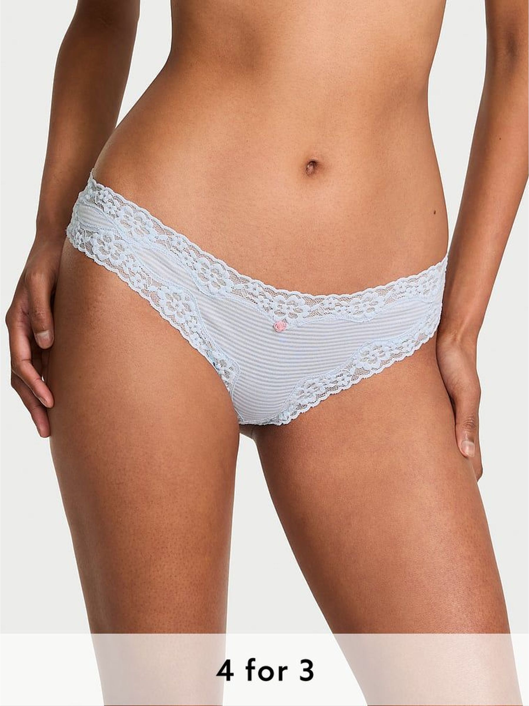 Palest Blue Thong Lace Waist Knickers (H37789) | £9