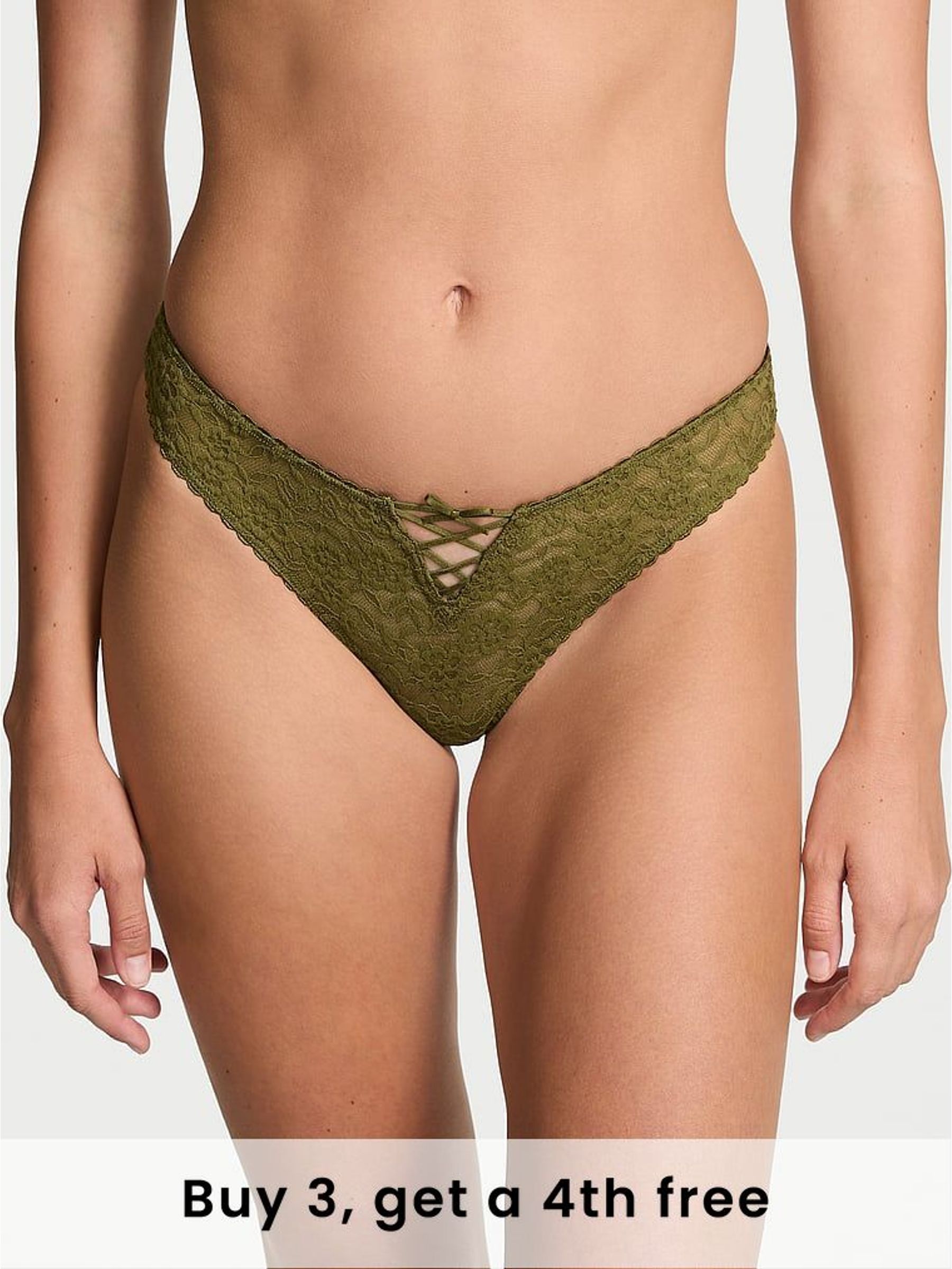 Green Chameleon Thong Lace Up Knickers (H37797) | £9